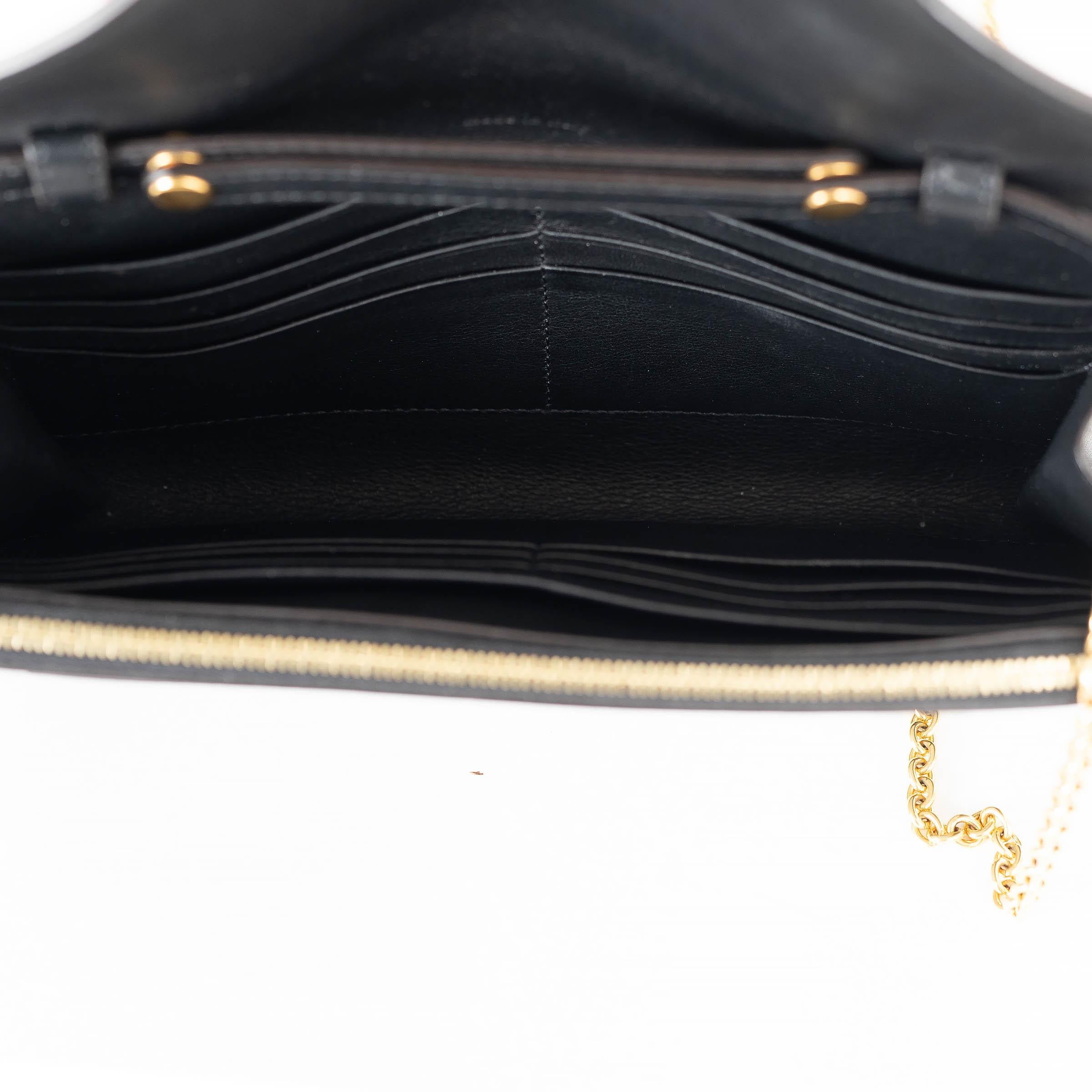 CELINE coral navy blue leather POCKET LARGE ON CHAIN WOC Bag For Sale 1