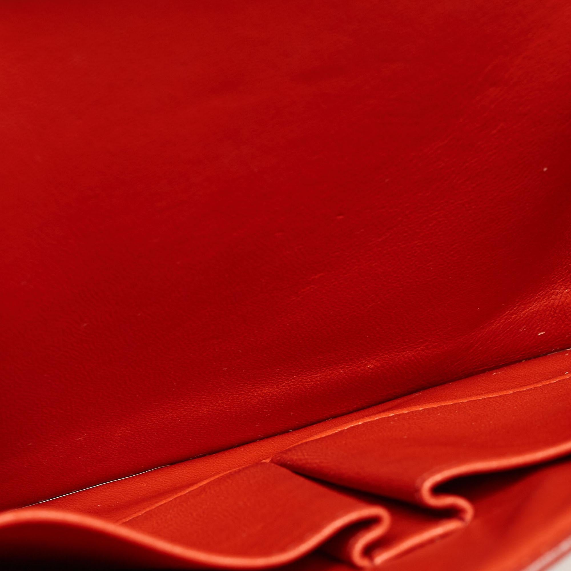 Celine Coral Red Leather Medium Classic Box Shoulder Bag For Sale 6