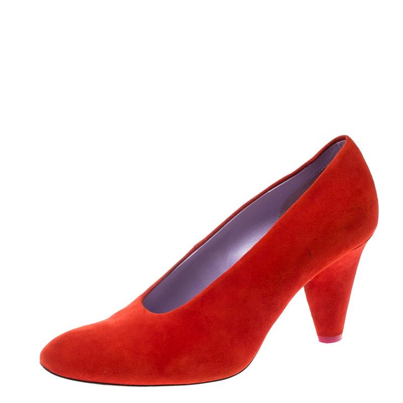 These classy pumps from Celine are worth splurging on. Crafted from suede, they have a simple design with a retro feel. The almond toes will give your toes ease, and the 8.5 cm heels will offer you confidence. Walk in them and you are sure to have a