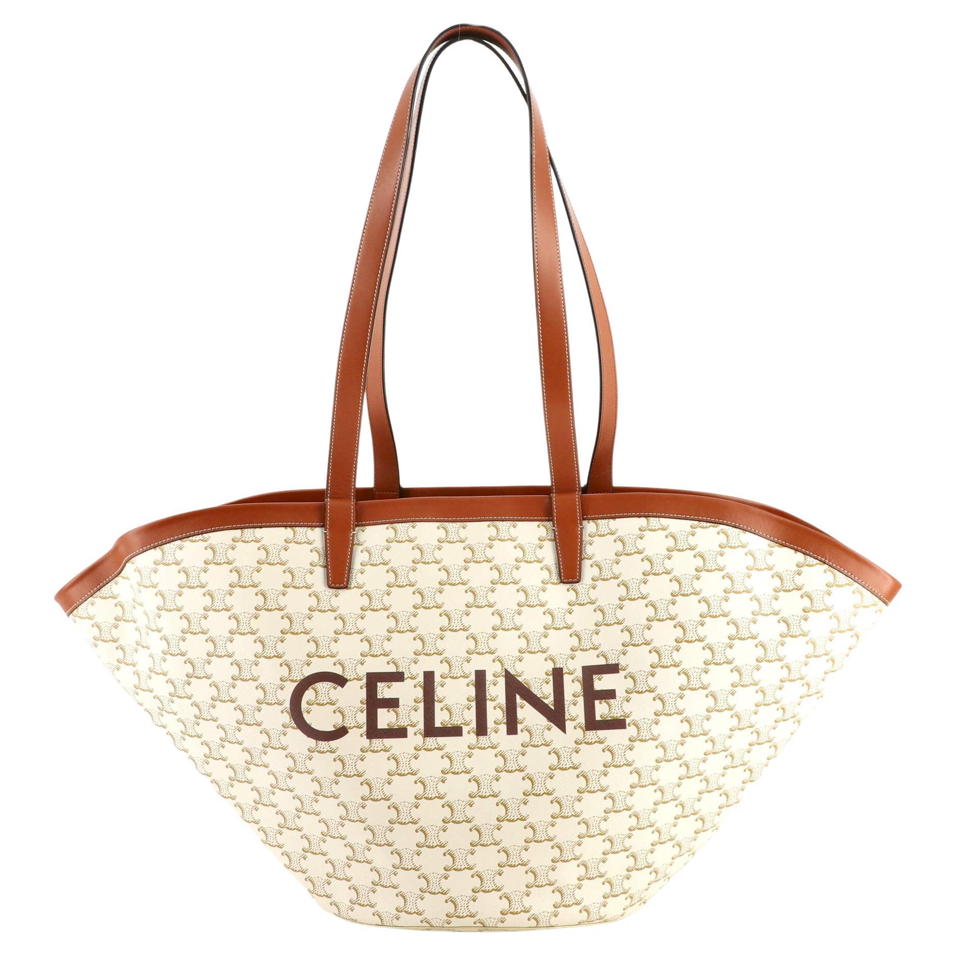 Celine Drawstring Bag Small Triomphe White in Coated Canvas/Calfskin with  Gold-tone - US