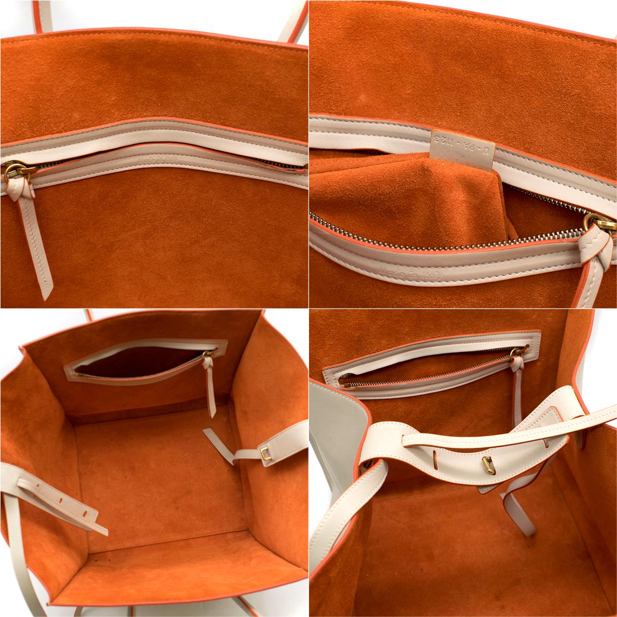 Celine Cream and Orange Calfskin Medium Luggage Phantom Bag 2