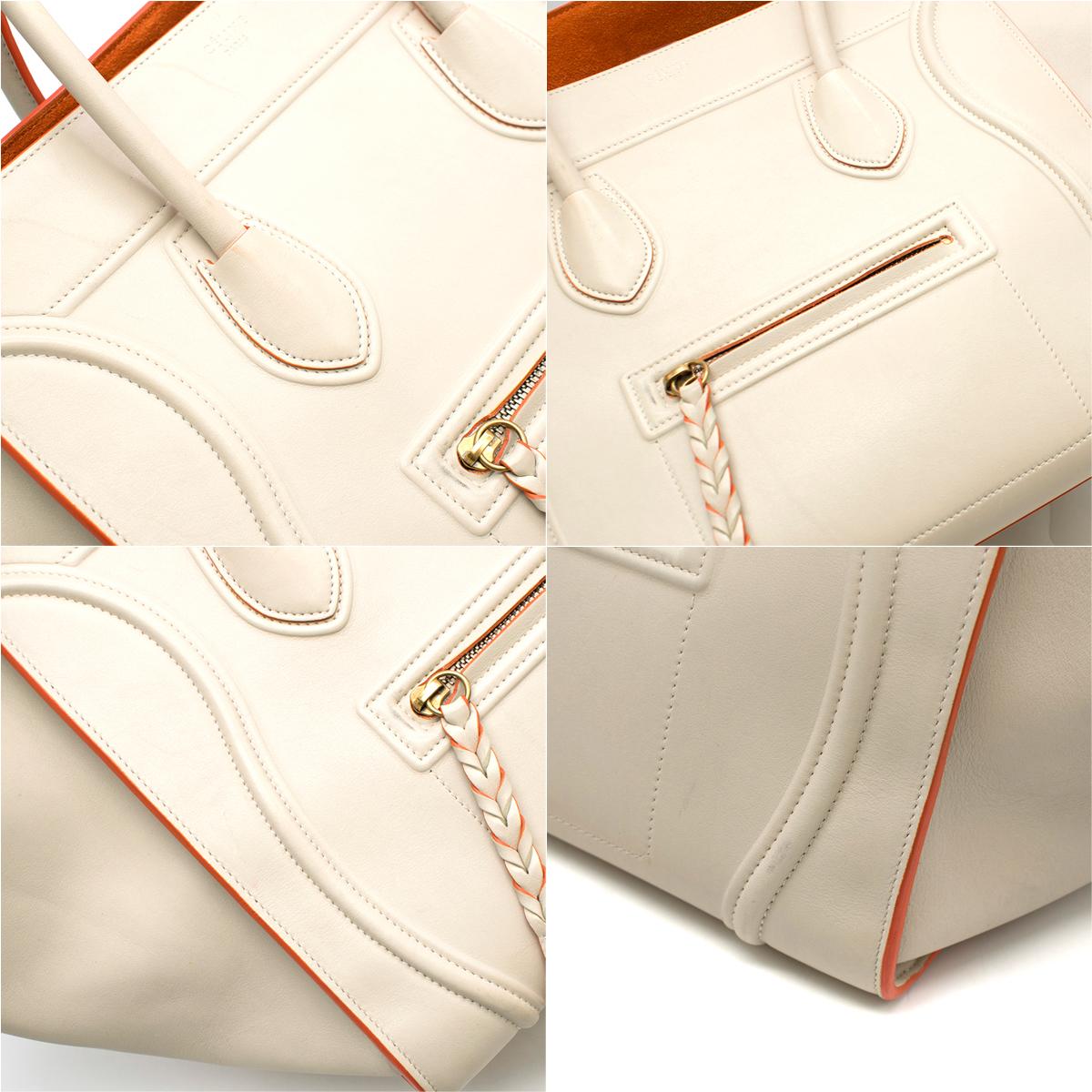 Celine Cream and Orange Calfskin Medium Luggage Phantom Bag 1