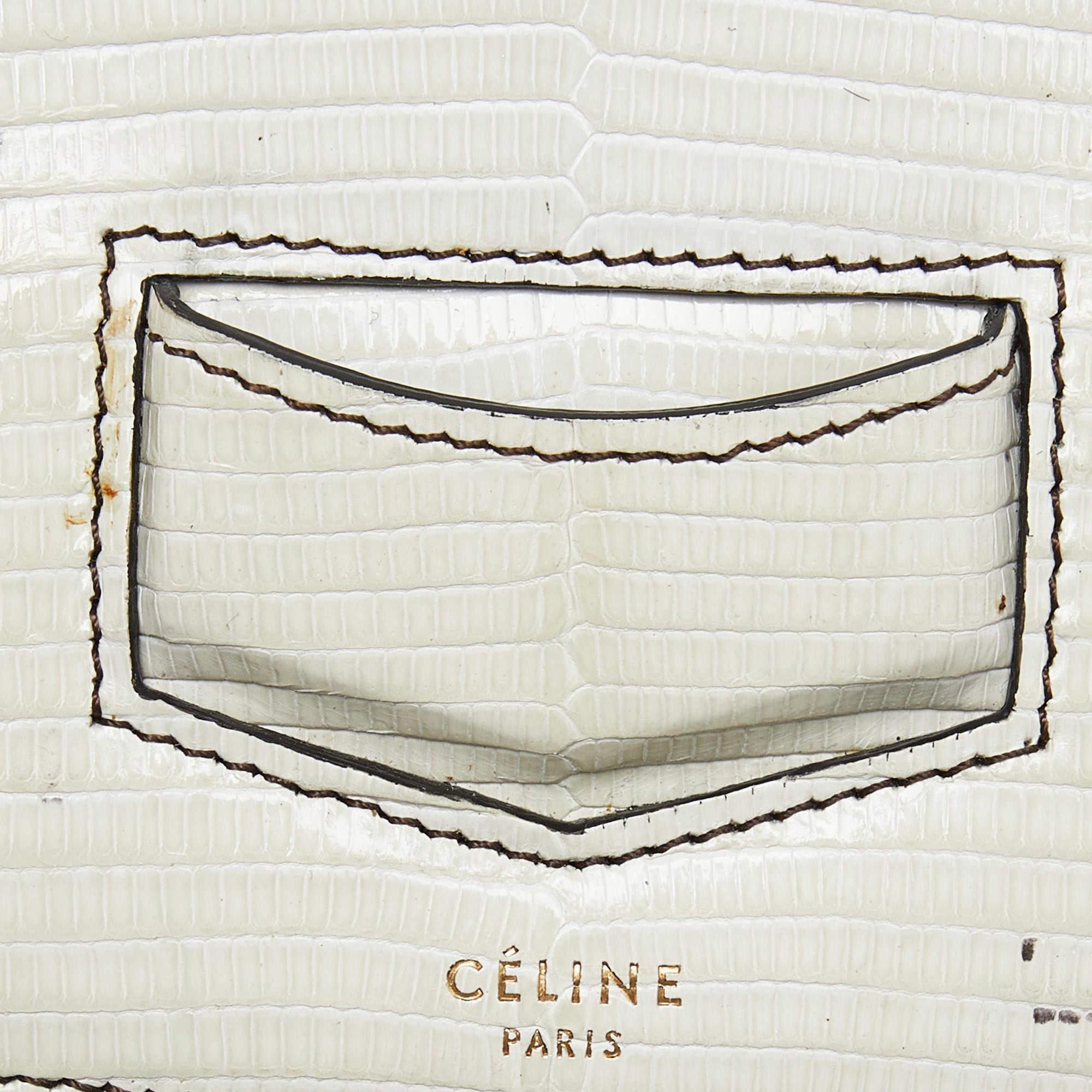 Women's Celine Cream/Black Lizard Small Trotteur Crossbody Bag