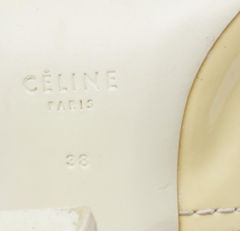 White Celine Cream/Black Patent And Leather Slingback Sandals Size 38 For Sale