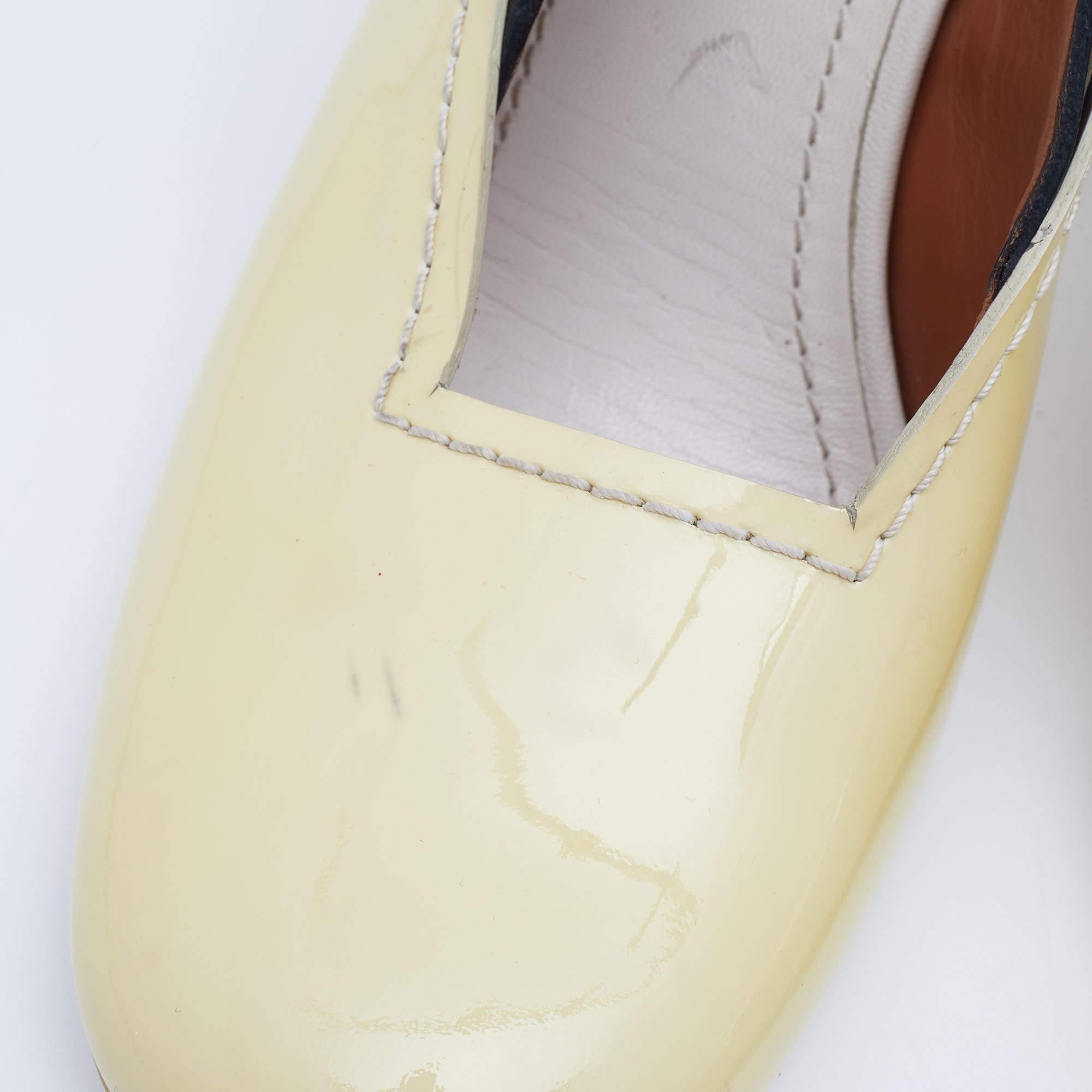 Celine Cream/Black Patent And Leather Slingback Sandals Size 38 3