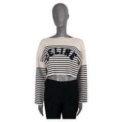 Maglione CELINE in cotone blu e crema 2022 LOGO STRIPED CROP XS
