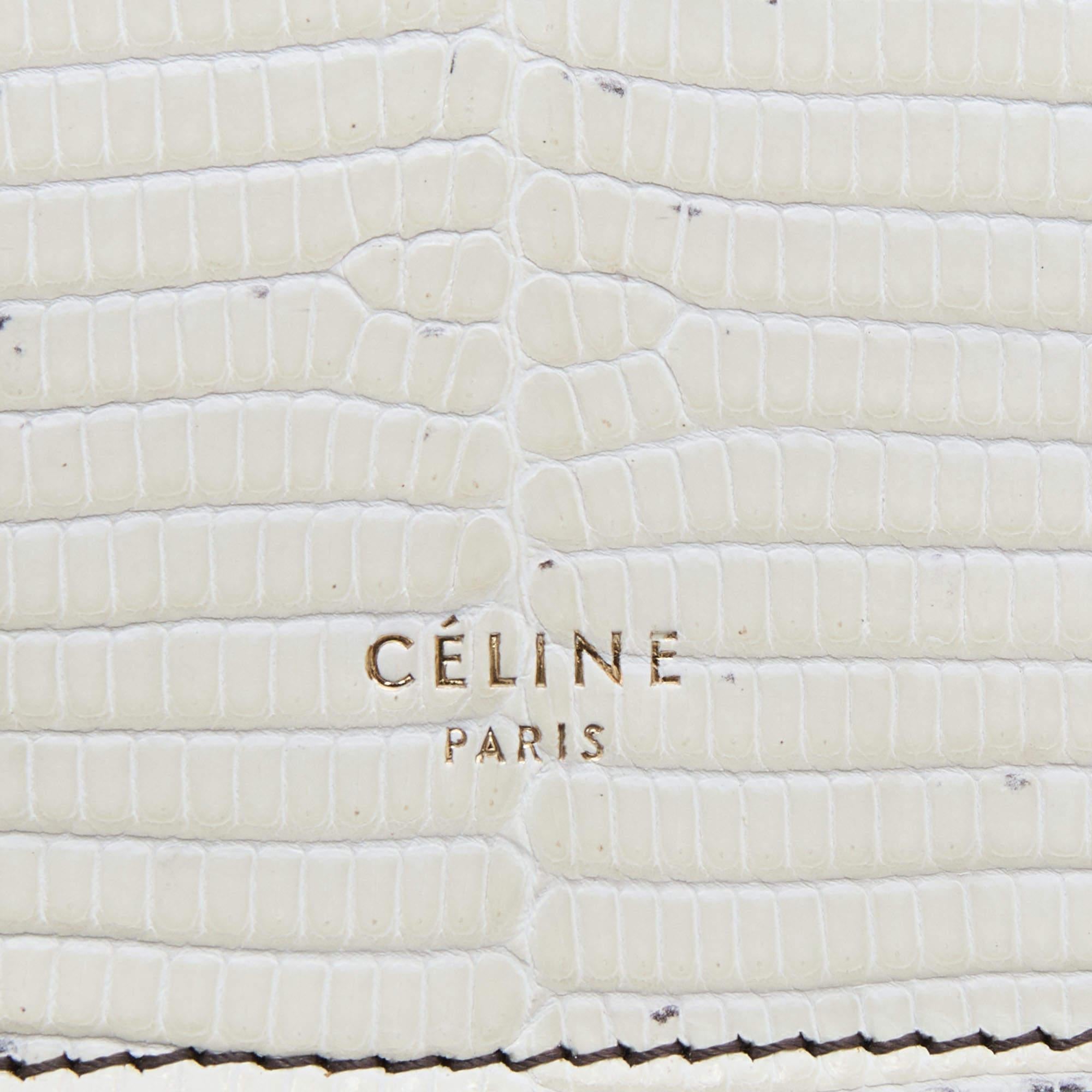 Celine Cream/Brown Lizard Clasp Crossbody bag 6