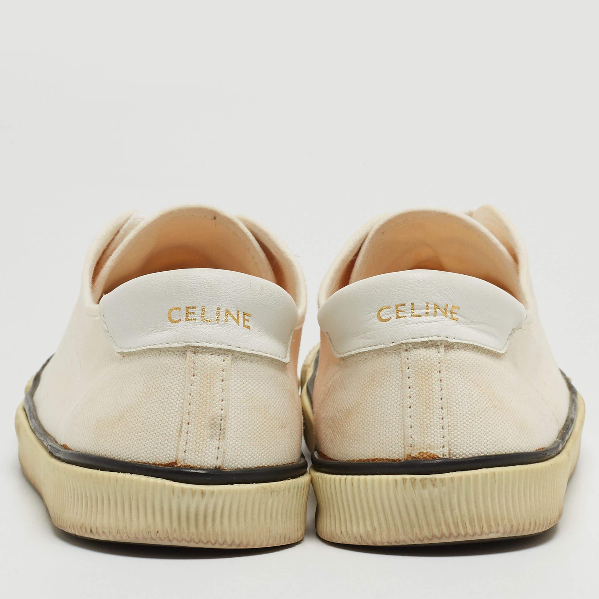Celine Cream Canvas Blank Sneakers Size 38 For Sale 1