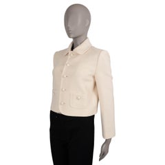 CELINE cream cashmere 2024 VERNEUIL CROPPED TWEED Jacket 40 M
