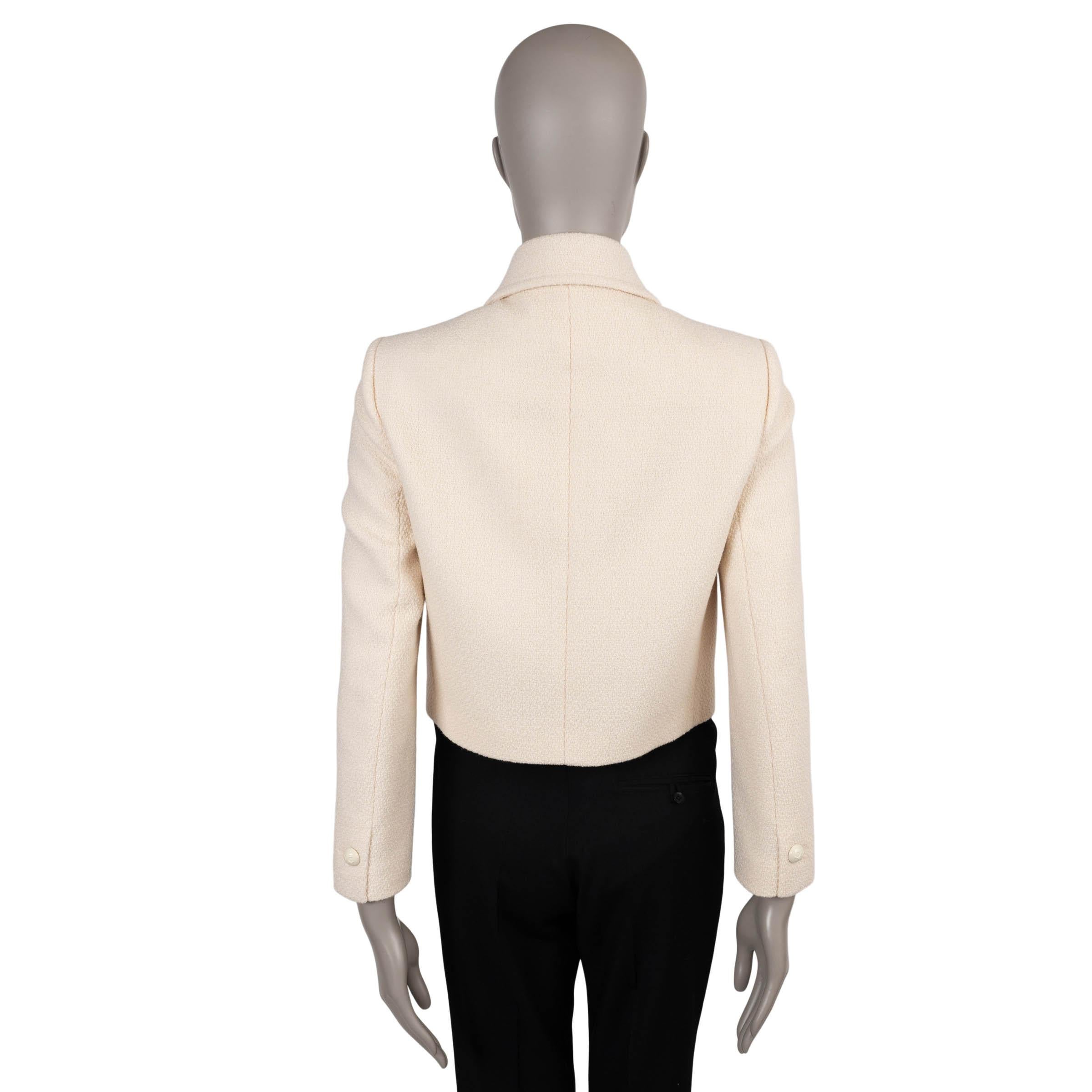 Beige Celine crème cachemire 2024 VERNEUIL CROPED TWEED Veste 40 M en vente