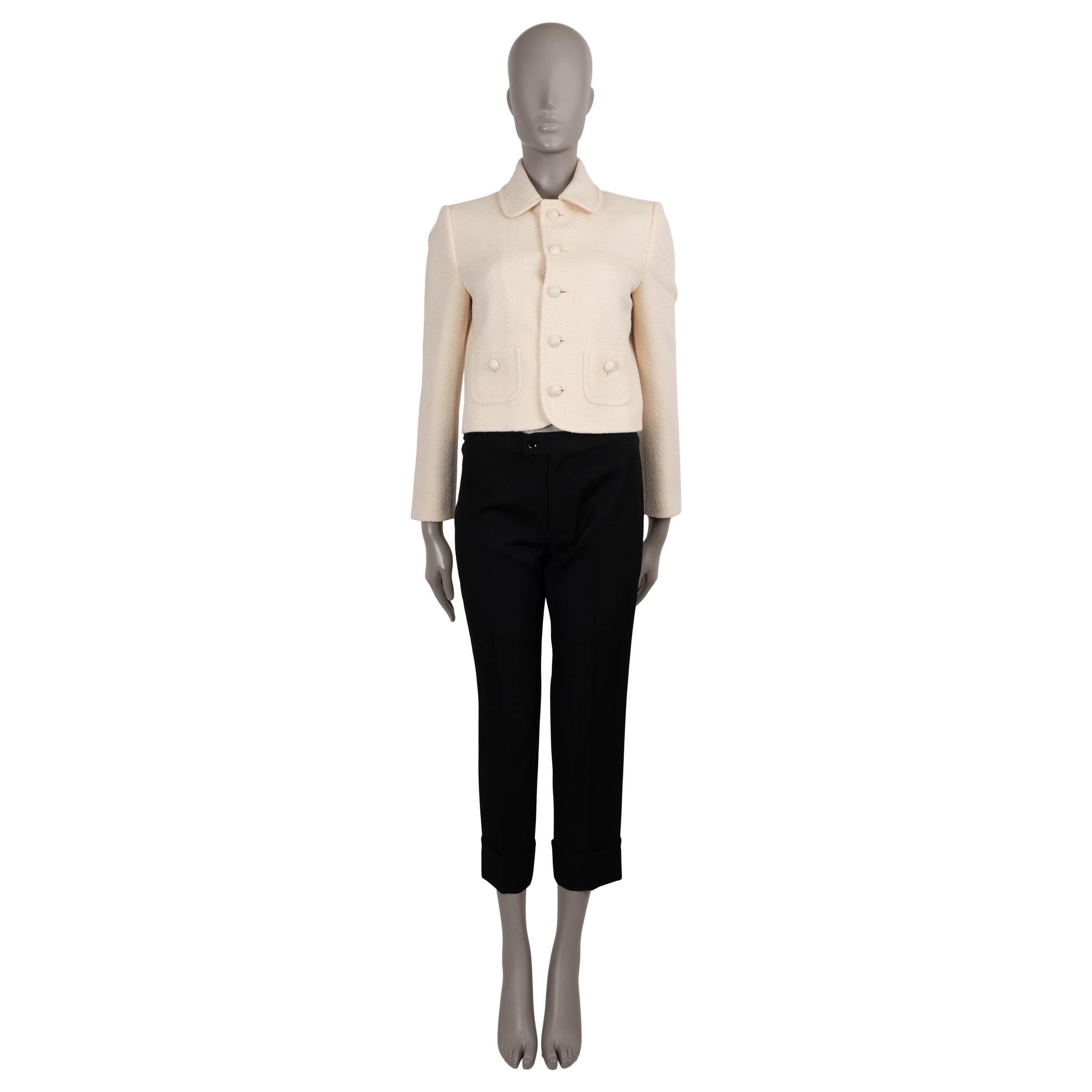 Celine crème cachemire 2024 VERNEUIL CROPED TWEED Veste 40 M Excellent état - En vente à Zürich, CH