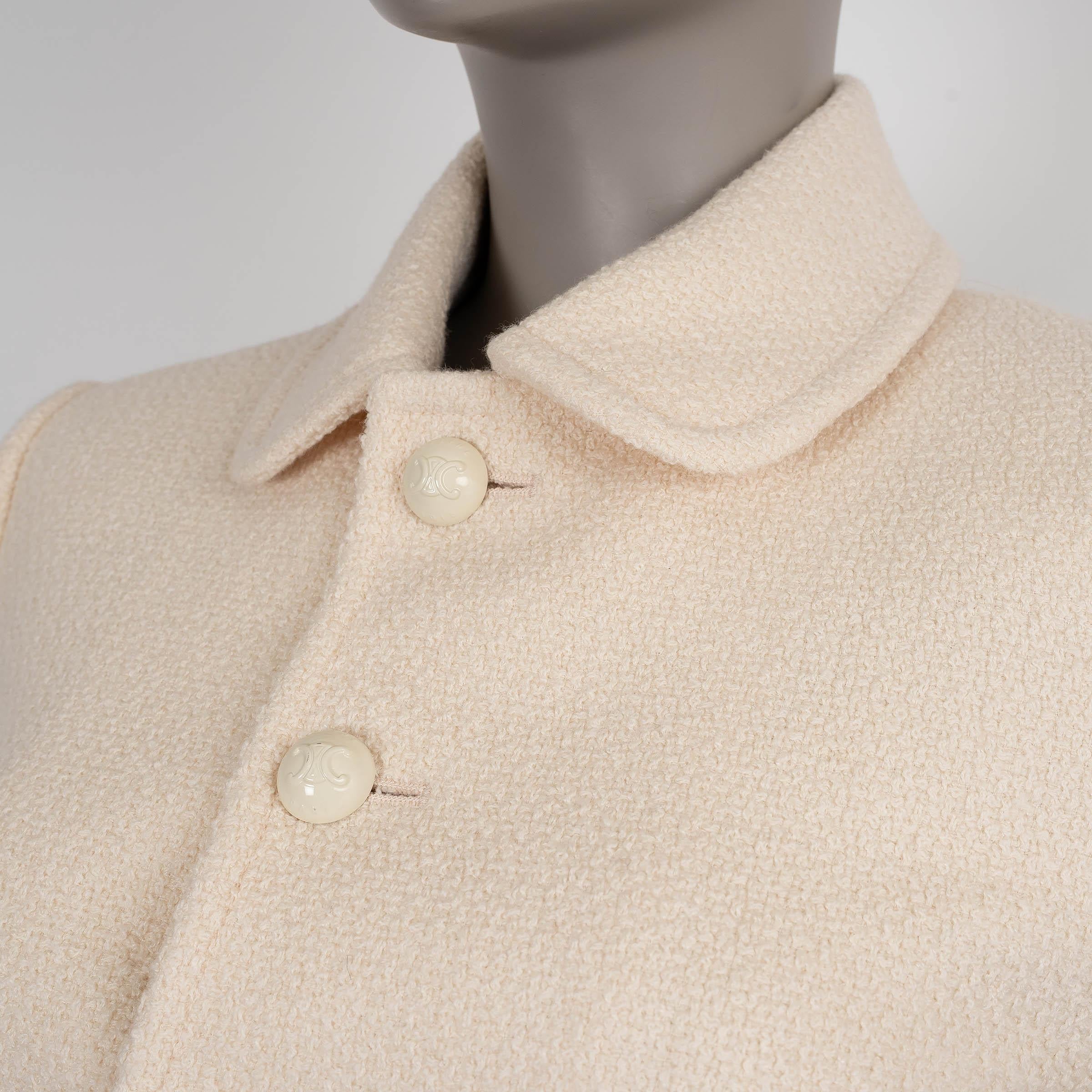 Celine crème cachemire 2024 VERNEUIL CROPED TWEED Veste 40 M Pour femmes en vente