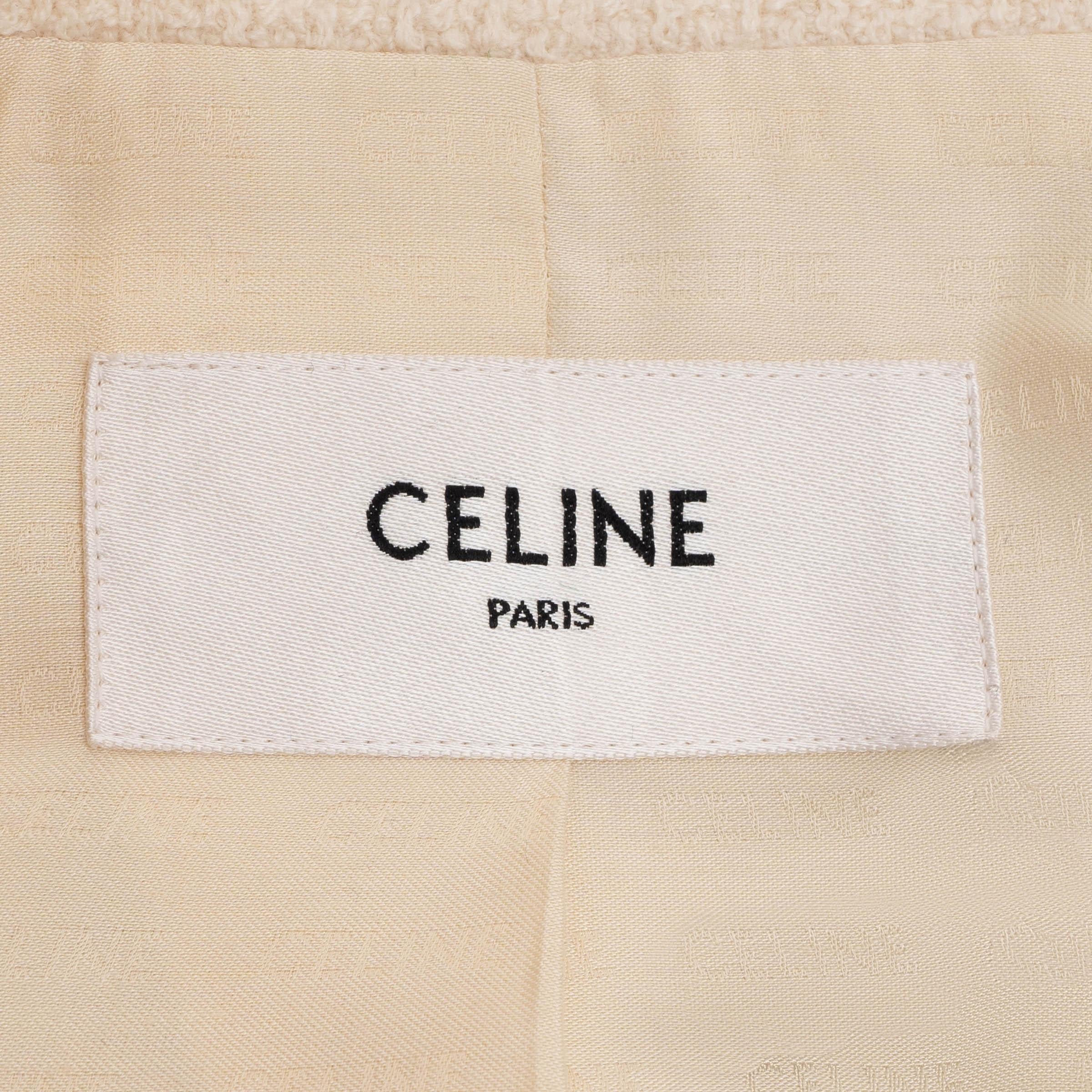 Celine crème cachemire 2024 VERNEUIL CROPED TWEED Veste 40 M en vente 1