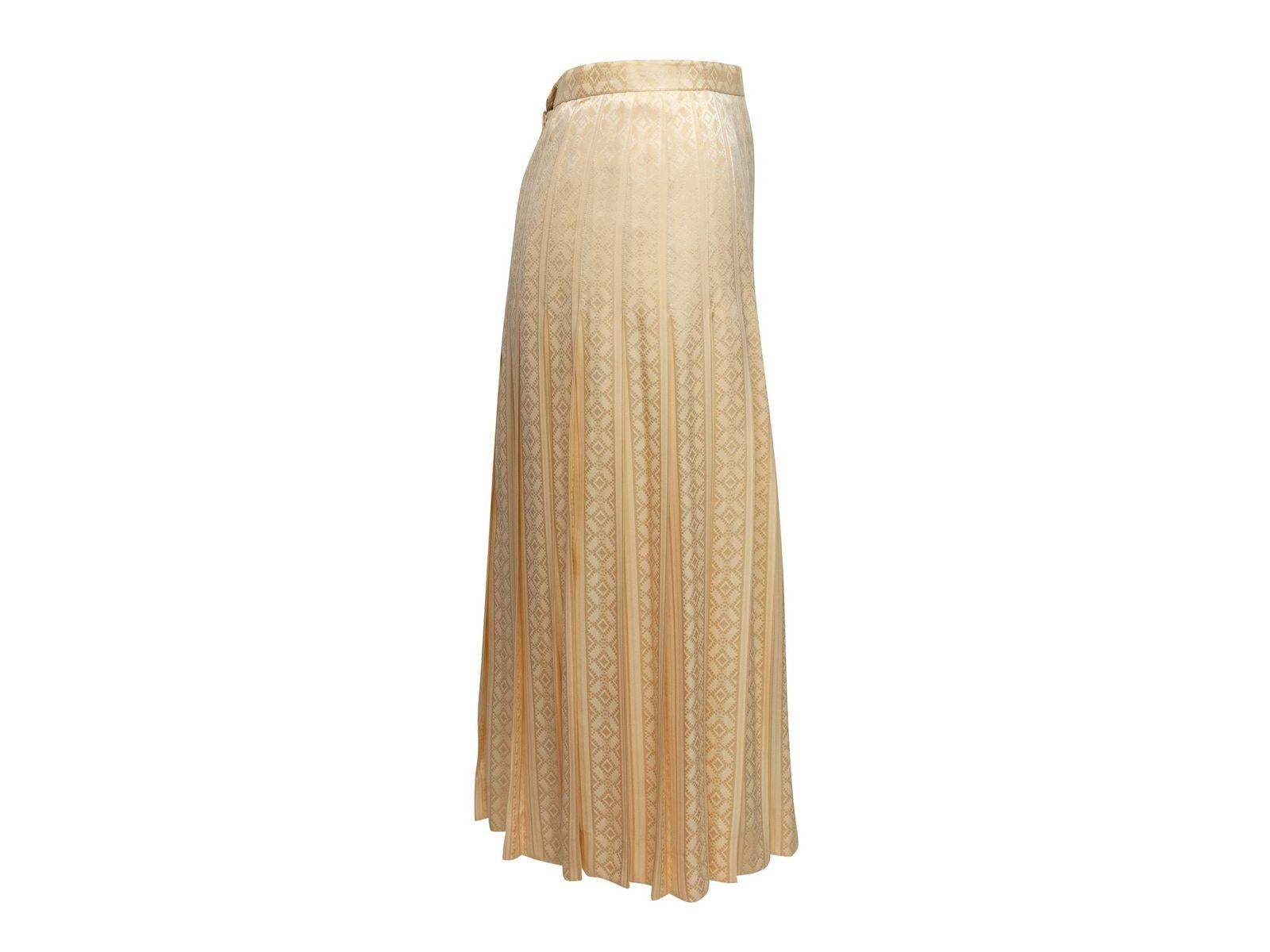 Women's Celine Cream Clover Patterned Pleated Silk Skirt