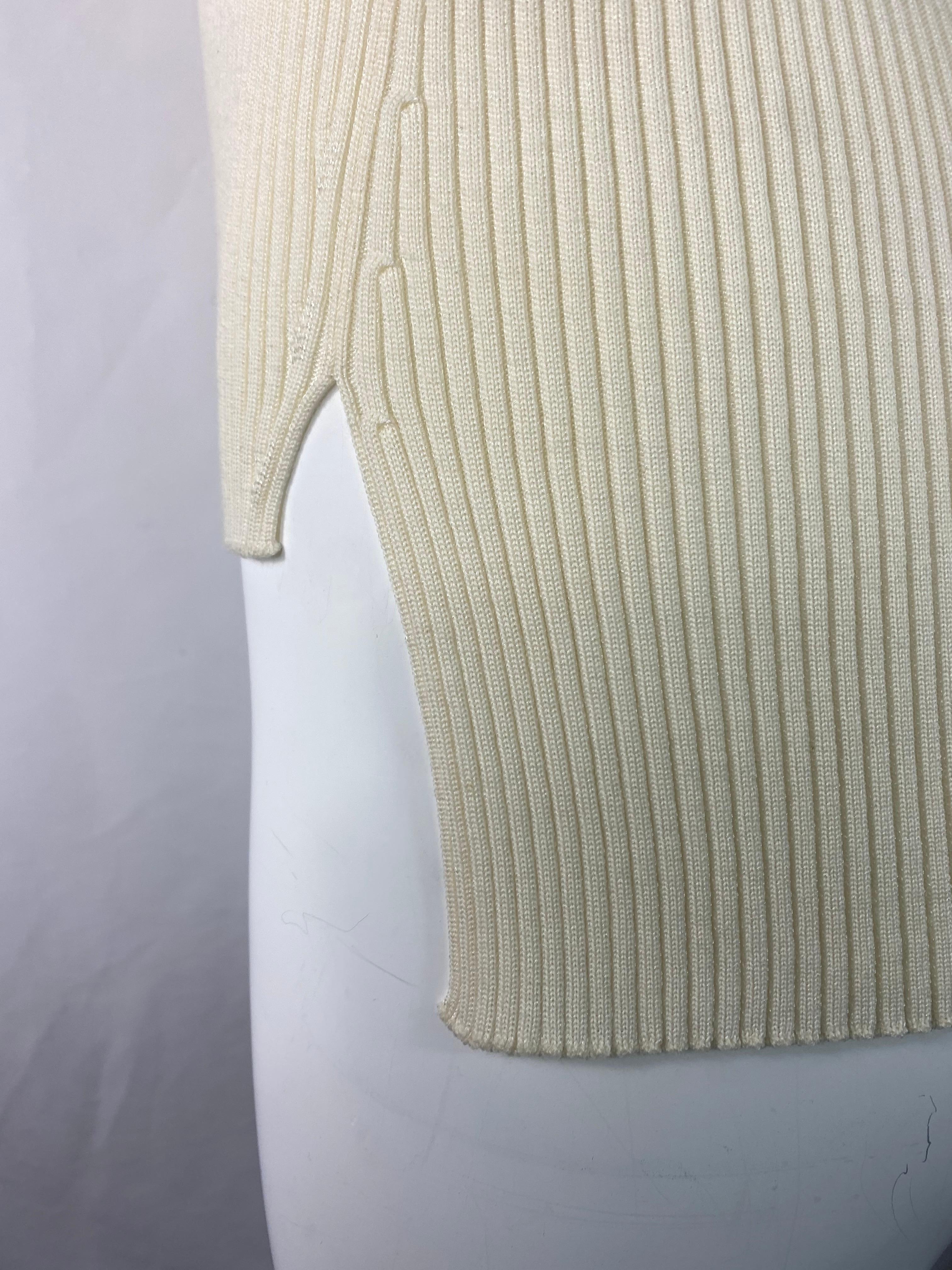 Gray CELINE Cream/ Ivory Knit Top, Size Large For Sale
