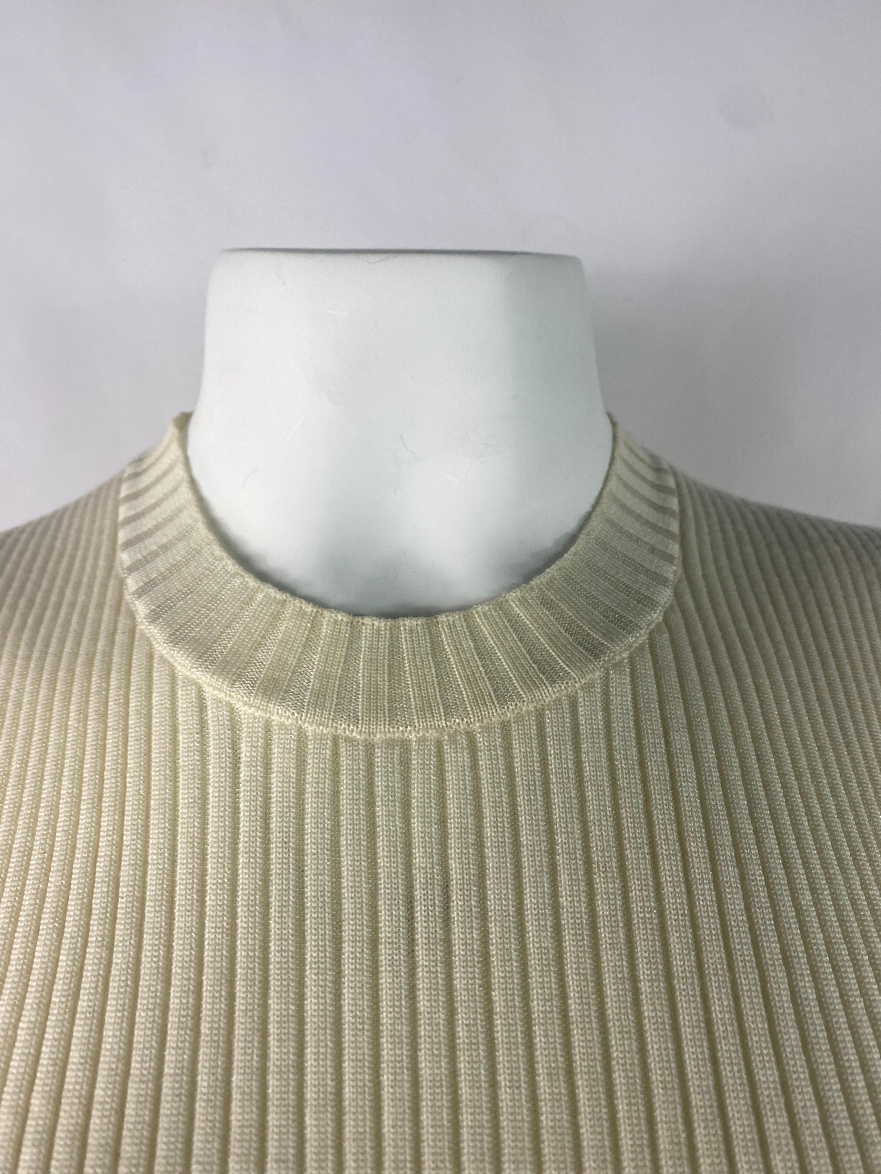 CELINE Cream/ Ivory Knit Top, Size Large In Excellent Condition For Sale In Beverly Hills, CA
