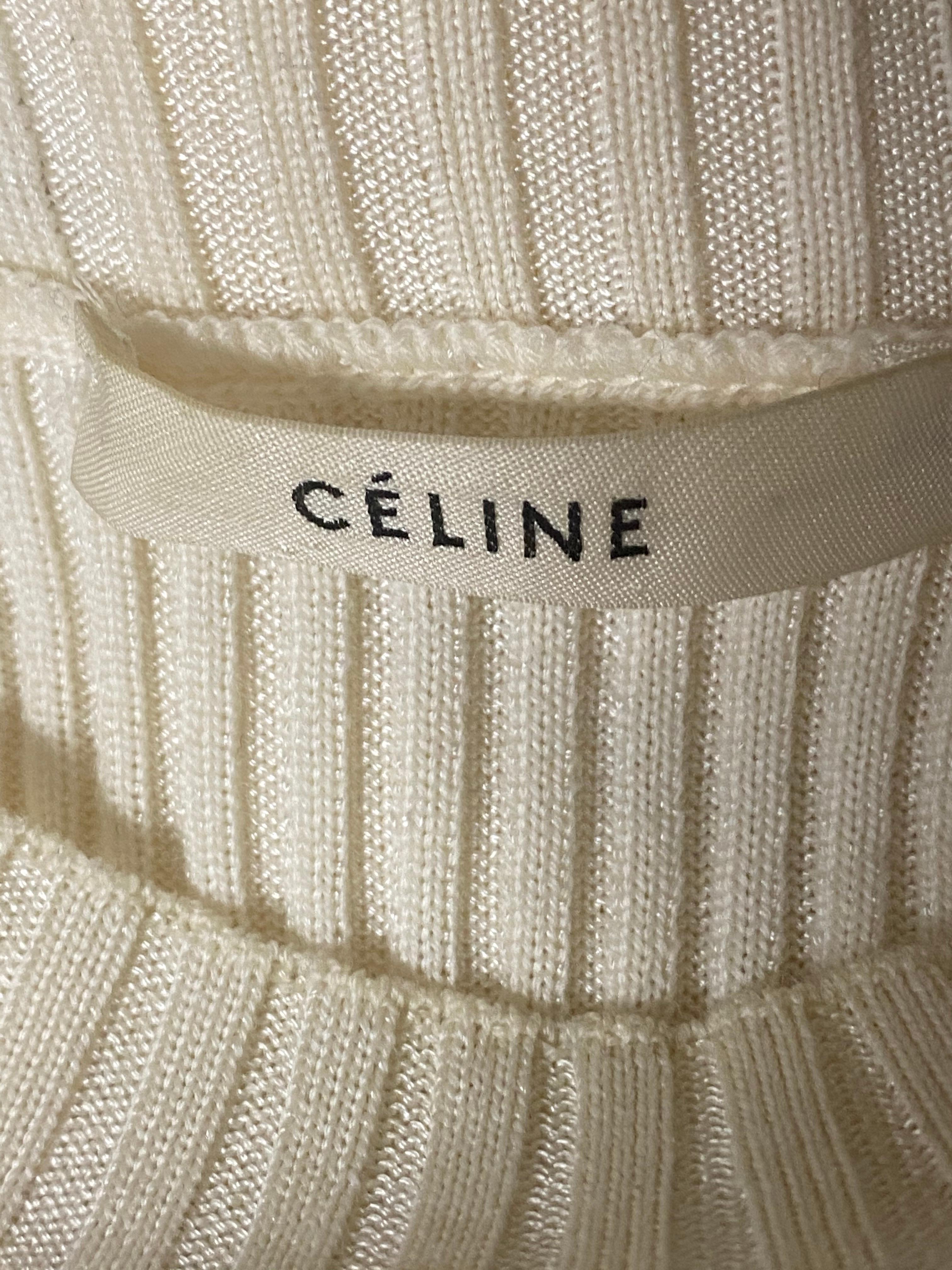 Women's CELINE Cream/ Ivory Knit Top, Size Large For Sale