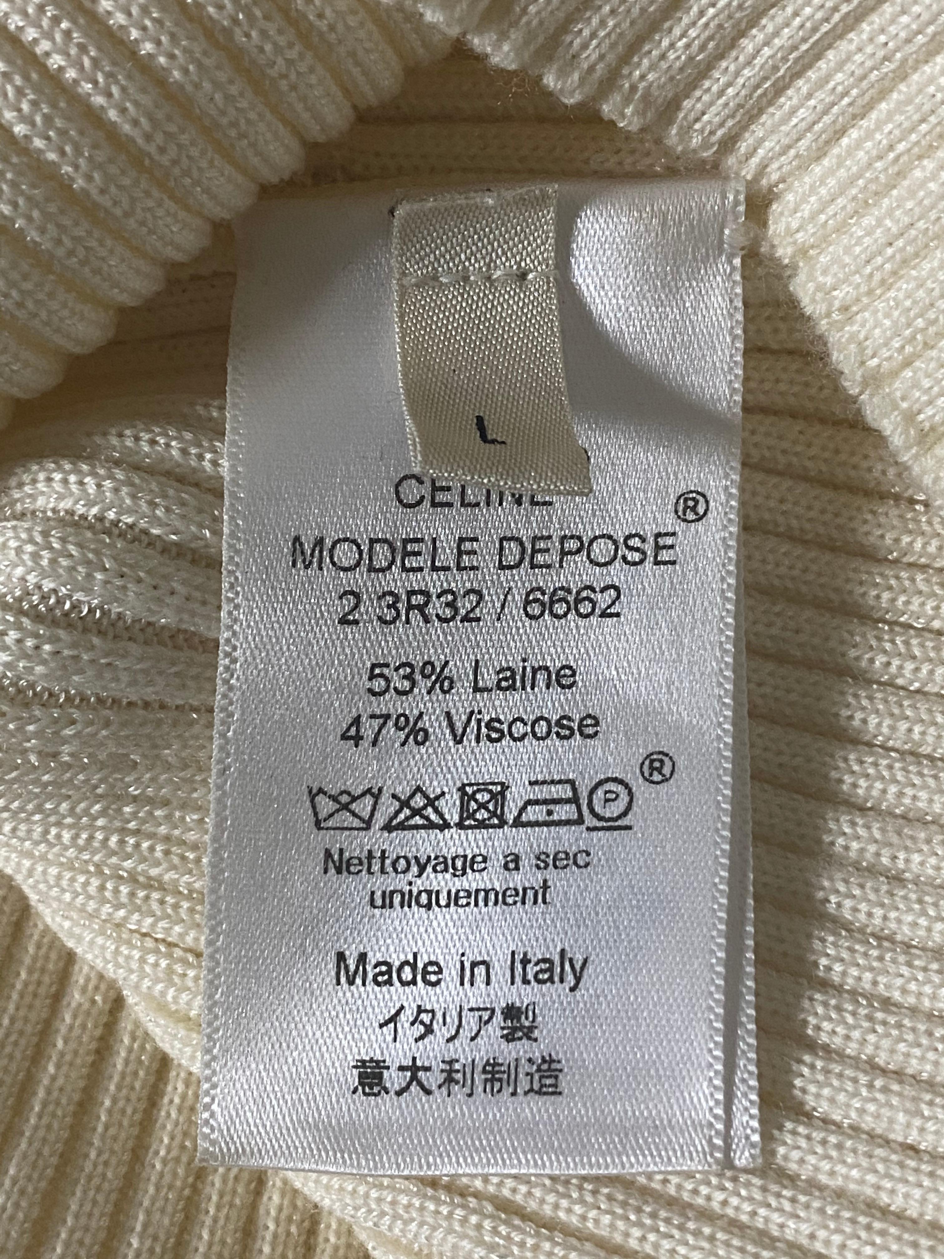 CELINE Cream/ Ivory Knit Top, Size Large For Sale 1