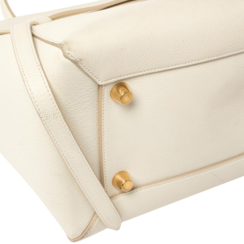 Celine Creme Leder Mini Gürtel Top Handle Tasche (Weiß)