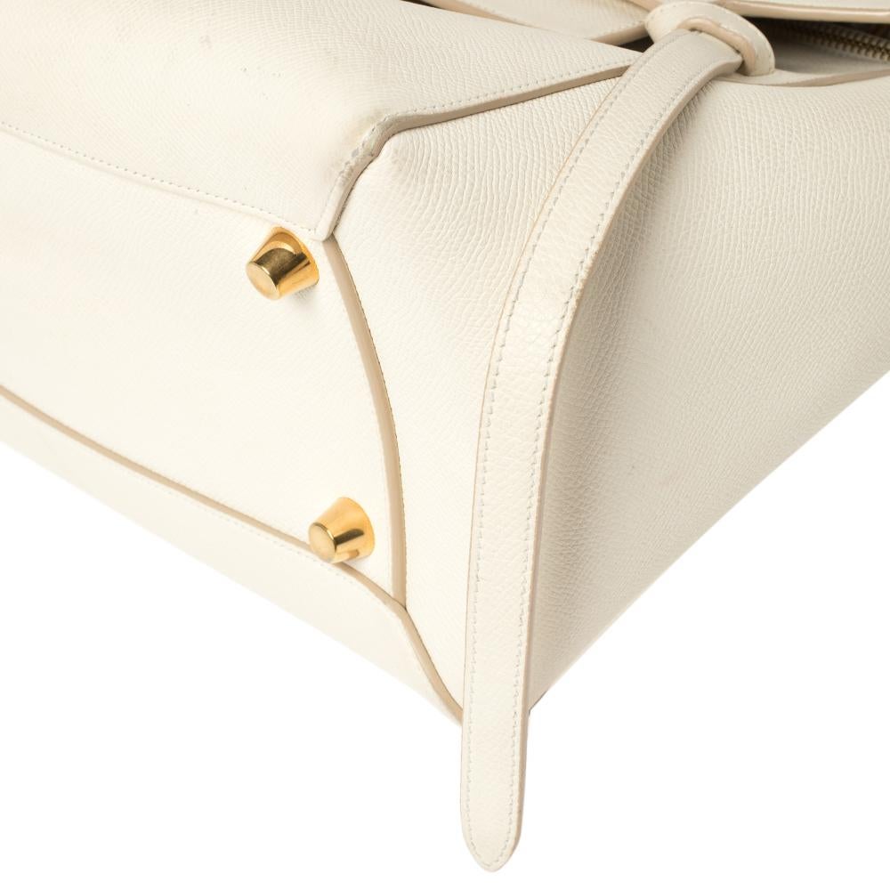 Celine Creme Leder Mini Gürtel Top Handle Tasche im Zustand „Gut“ in Dubai, Al Qouz 2