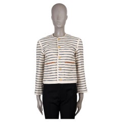 CELINE cream navy cotton 2023 MARINIERE STRIPED TWEED Jacket S