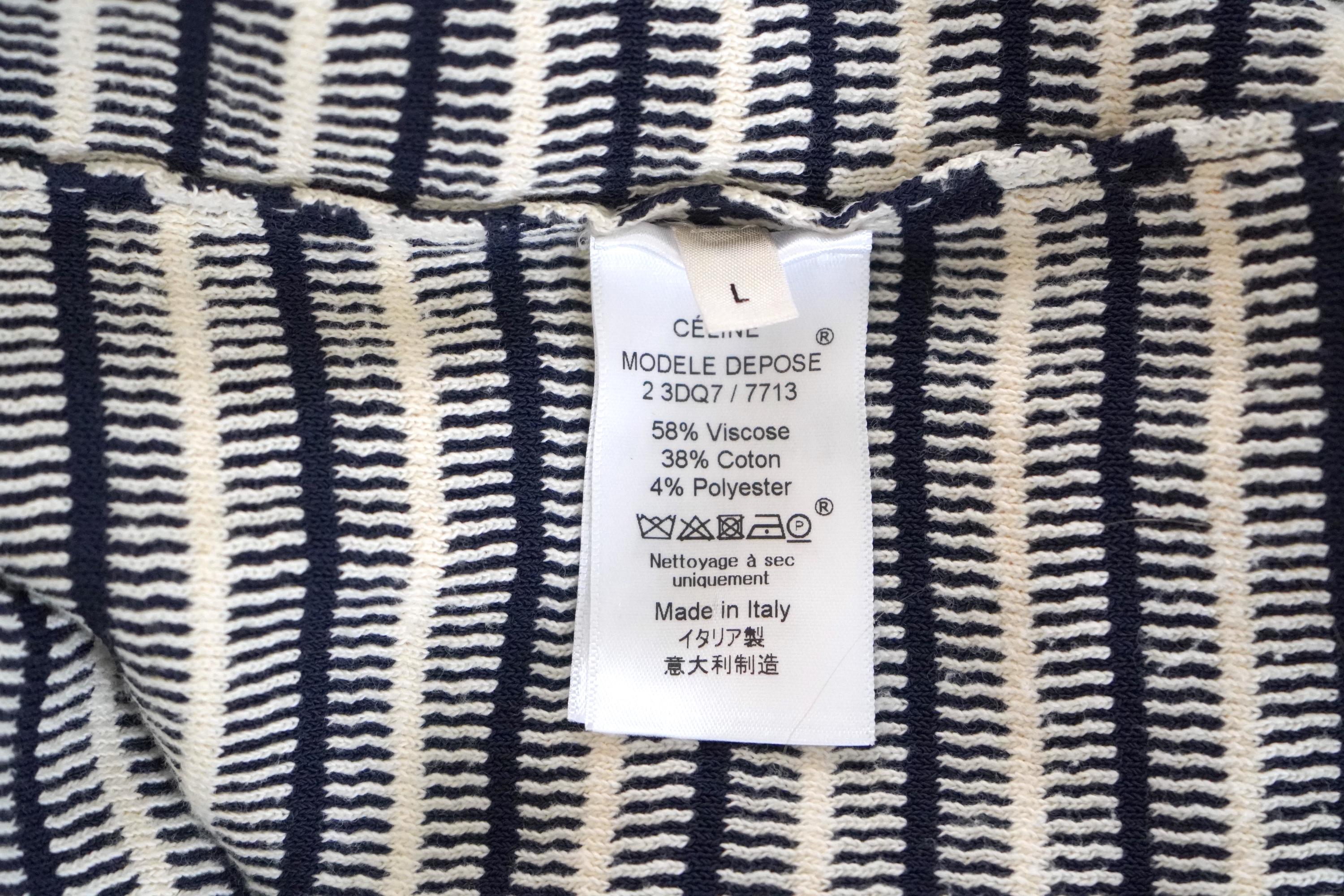 Celine Cream & Navy Striped Sweater sz L For Sale 3