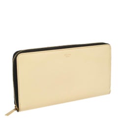 Celine Cream Patent Leather Zip Around Wallet