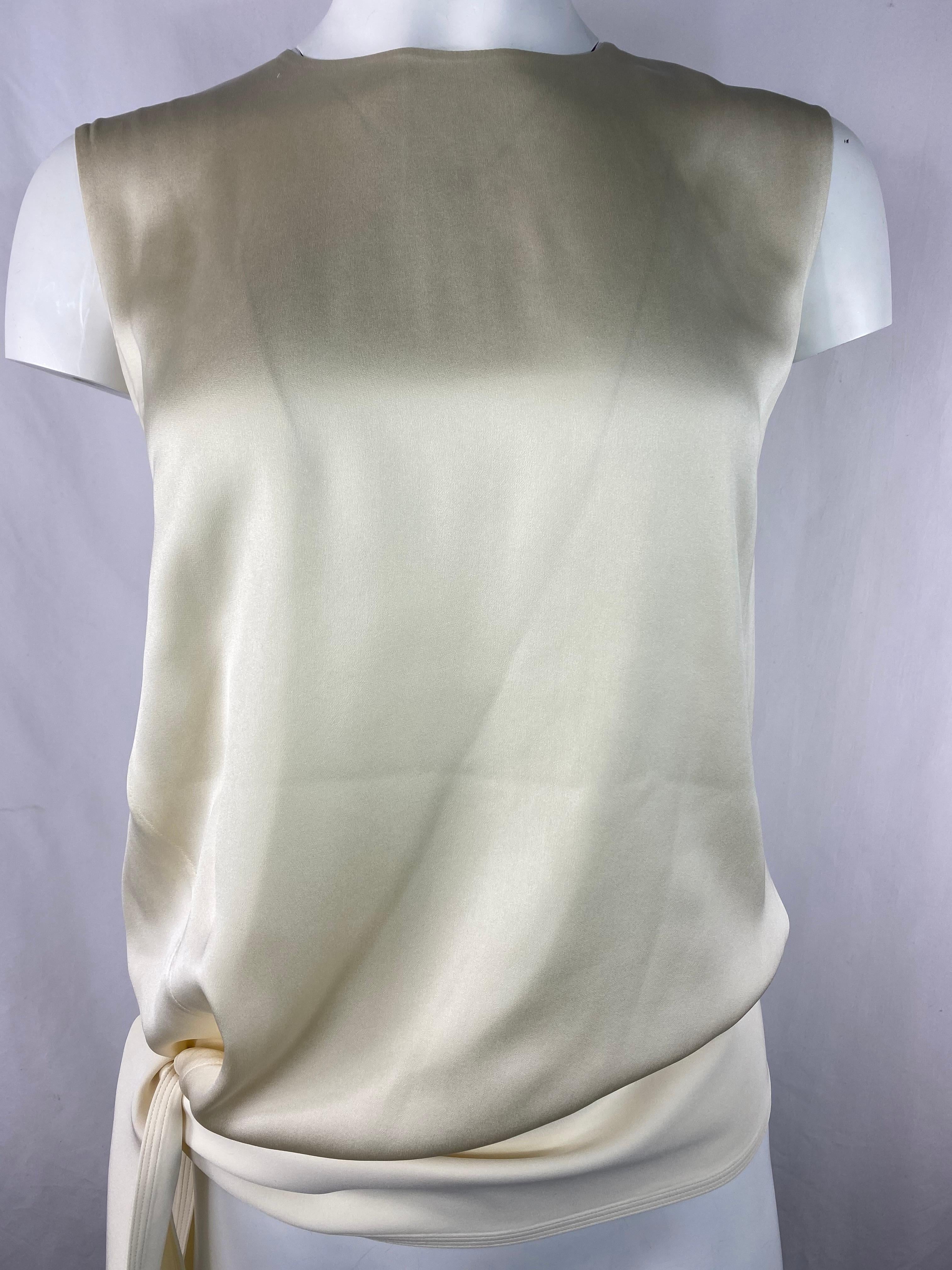 Women's CELINE Cream Silk Blouse Top, Size 38 For Sale