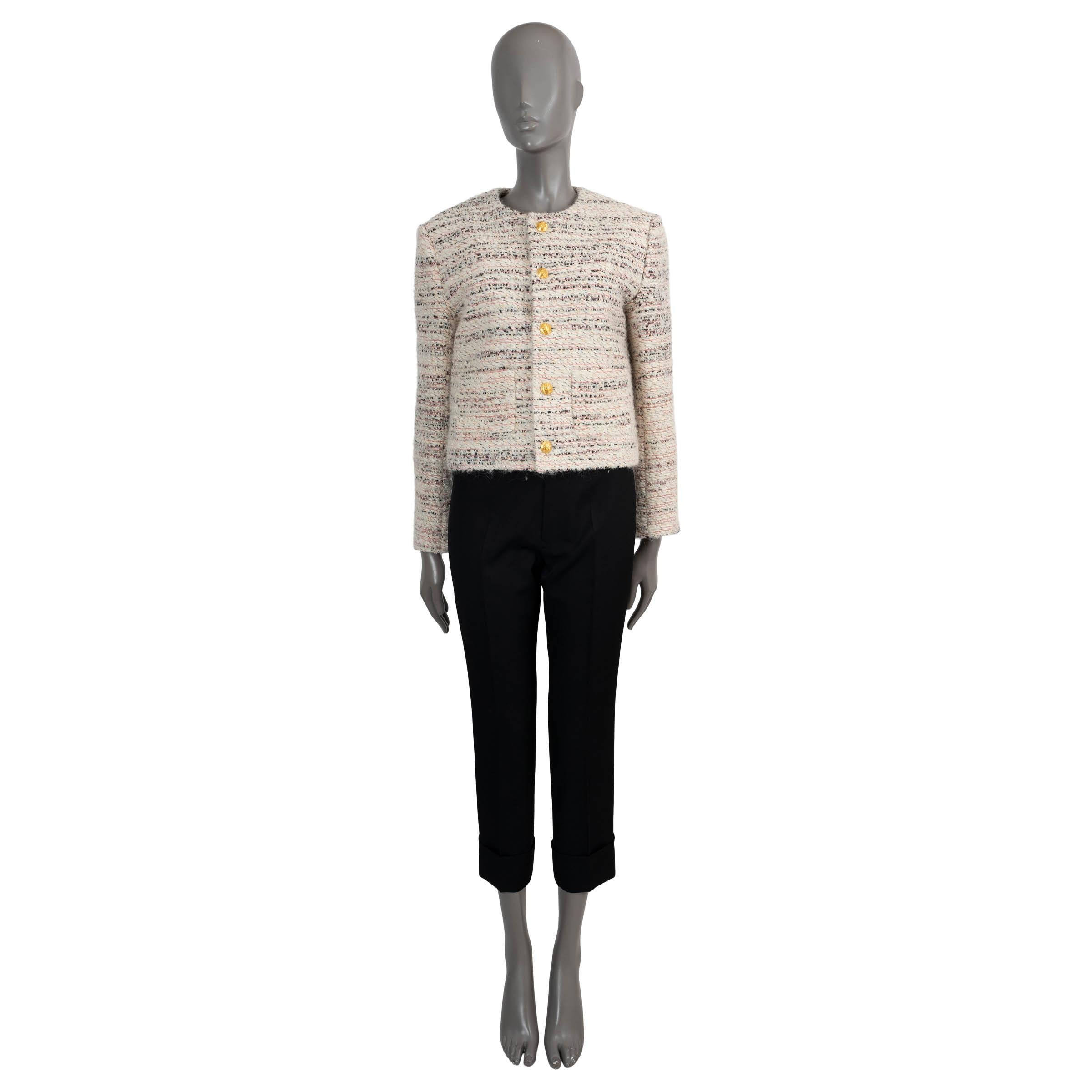 CELINE Jacke aus cremefarbener Wollmischung CHASSEUR TWEED 38 S Damen im Angebot