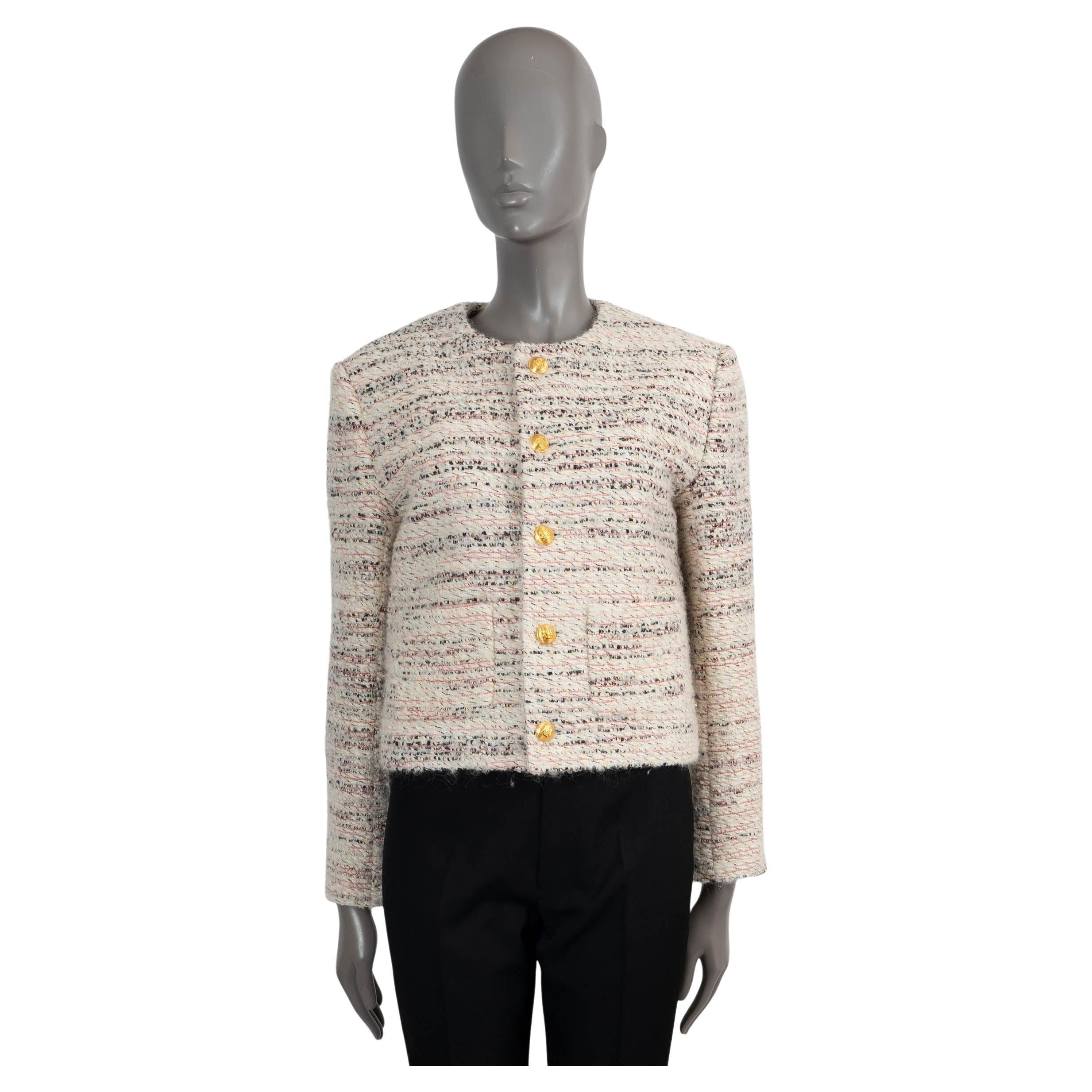 Celine - Veste CHASSEUR TWEED en laine mélangée crème 38 S