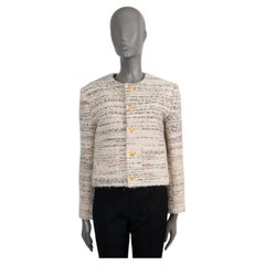 CELINE Giacca CHASSEUR TWEED in misto lana crema 38 S