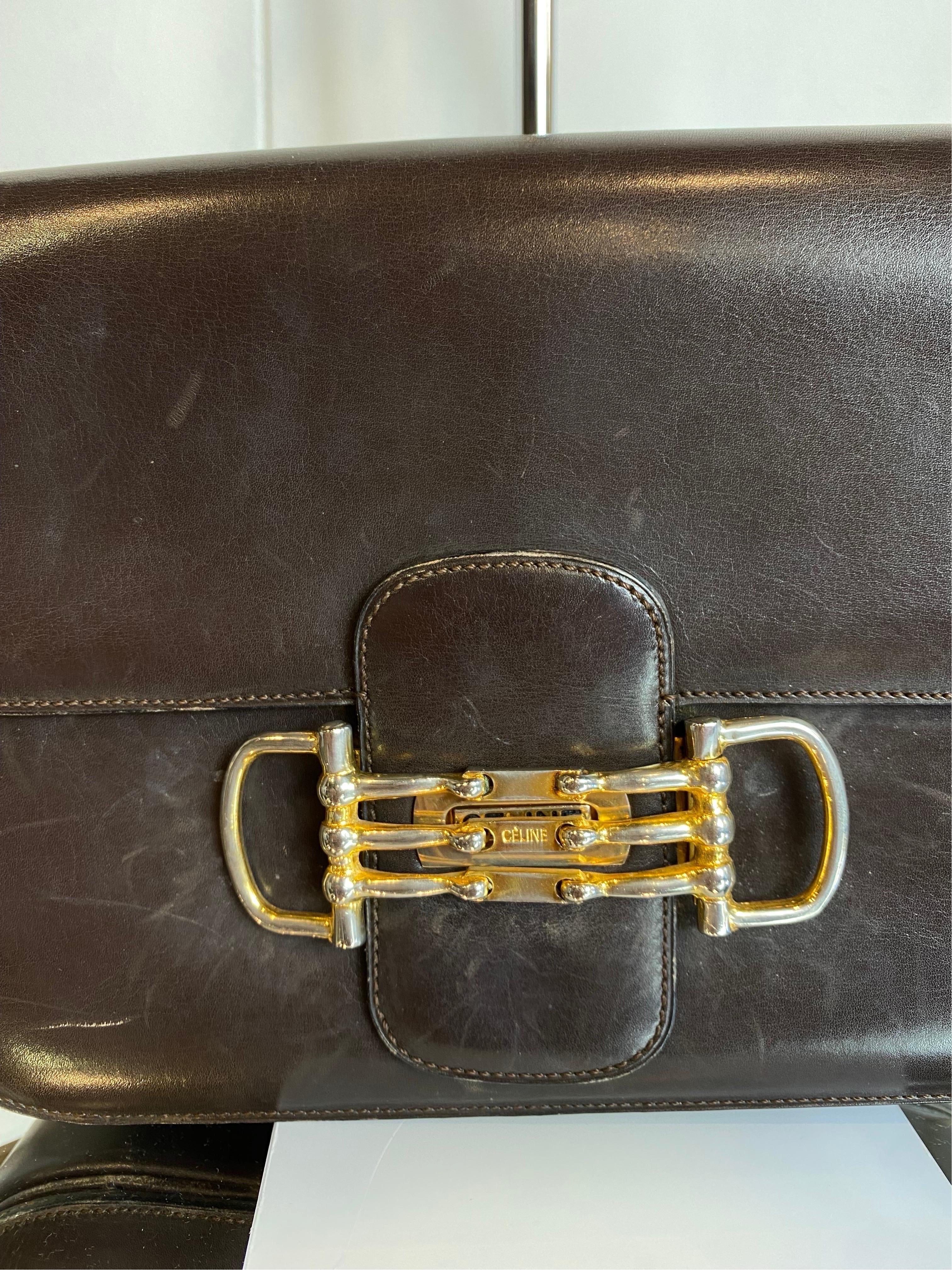 Black Celine Crecy vintage Leather Shoulder Bag