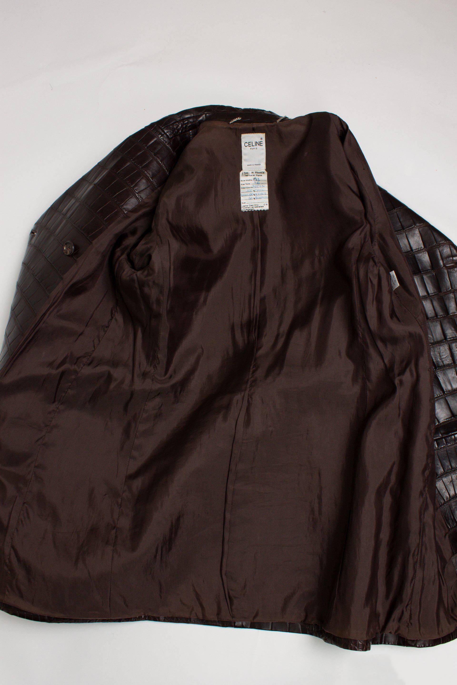 Celine Crocodile Leather Coat - dark brown at 1stDibs | celine leather ...