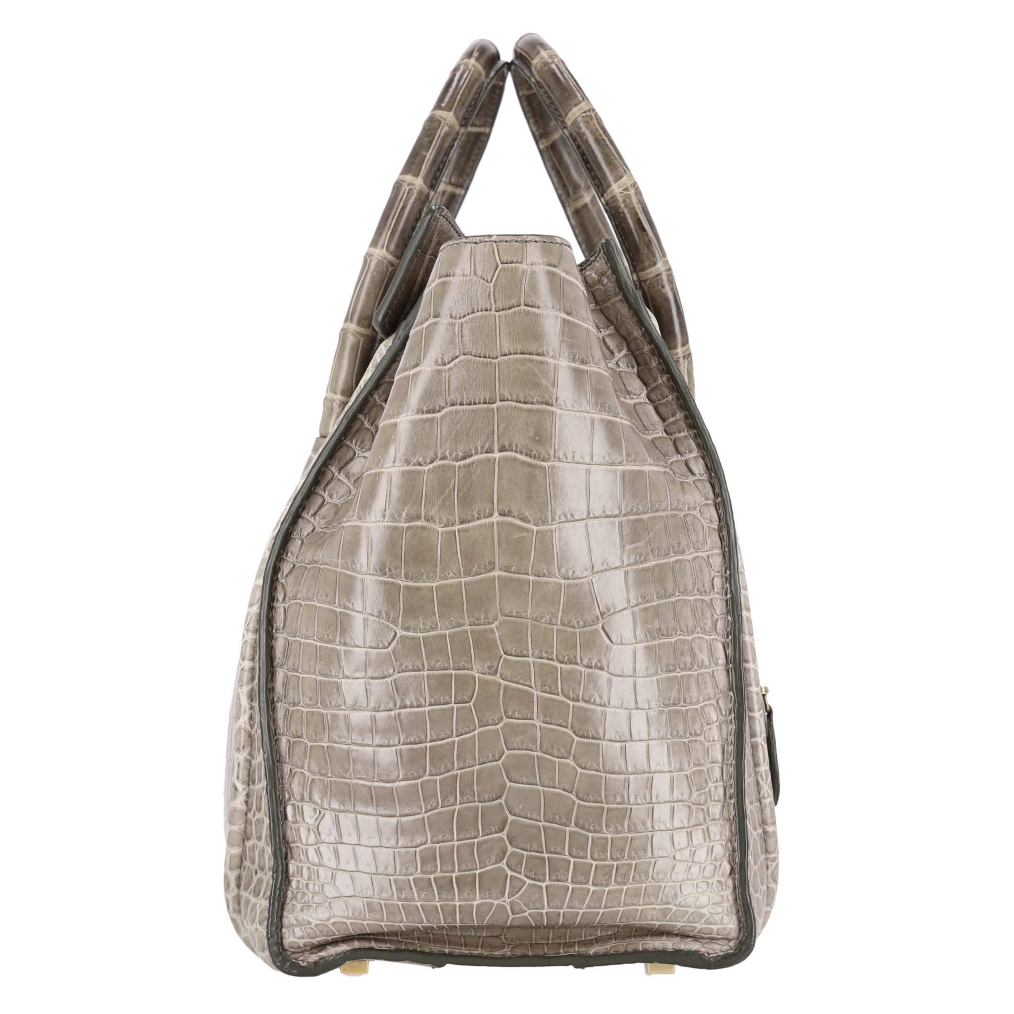 Gray Celine Crocodile Skin Luggage Bag For Sale