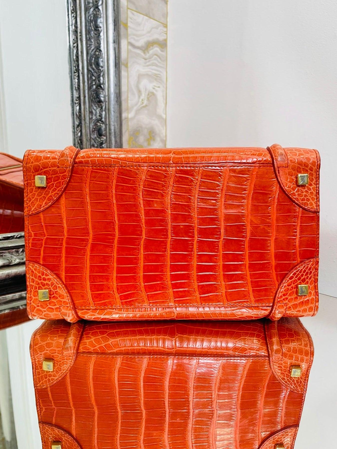 Red Celine Crocodile Skin Luggage Bag For Sale