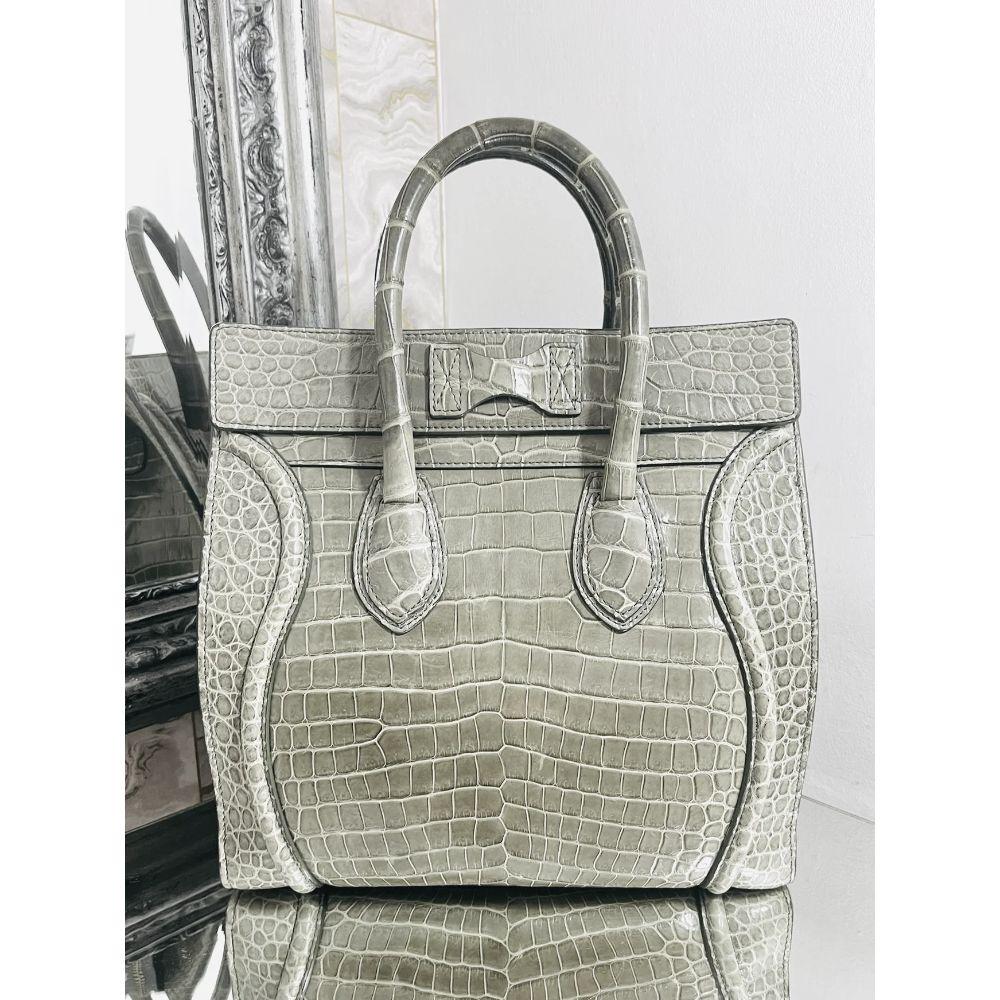 Gray Celine Crocodile Skin Luggage Bag For Sale