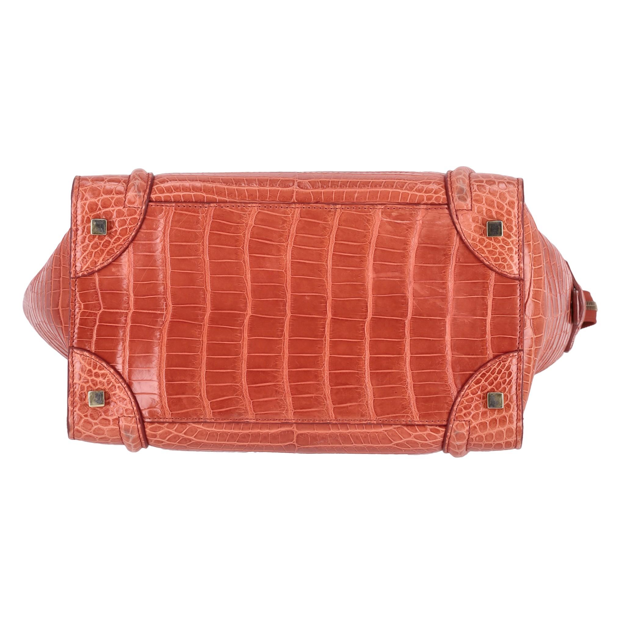 Celine Crocodile Skin Micro Luggage Handbag In Excellent Condition For Sale In London, GB