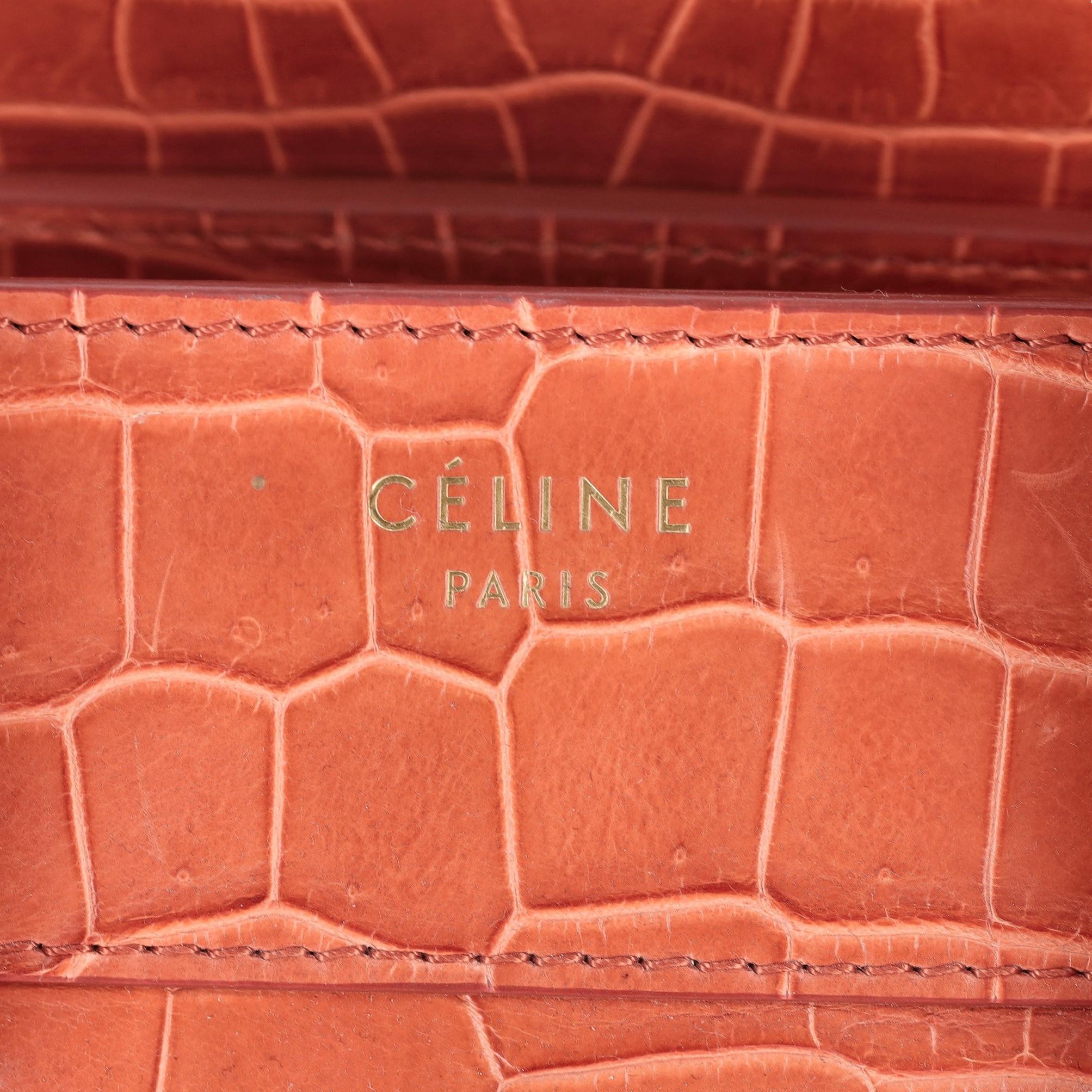 Celine Crocodile Skin Micro Luggage Handbag For Sale 3