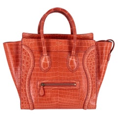 Celine Crocodile Skin Micro Luggage Handbag