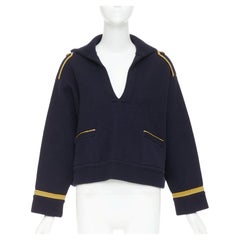 CELINE Cropp Military Vareuse wool gold trim Triomphe sailor collar pullover M