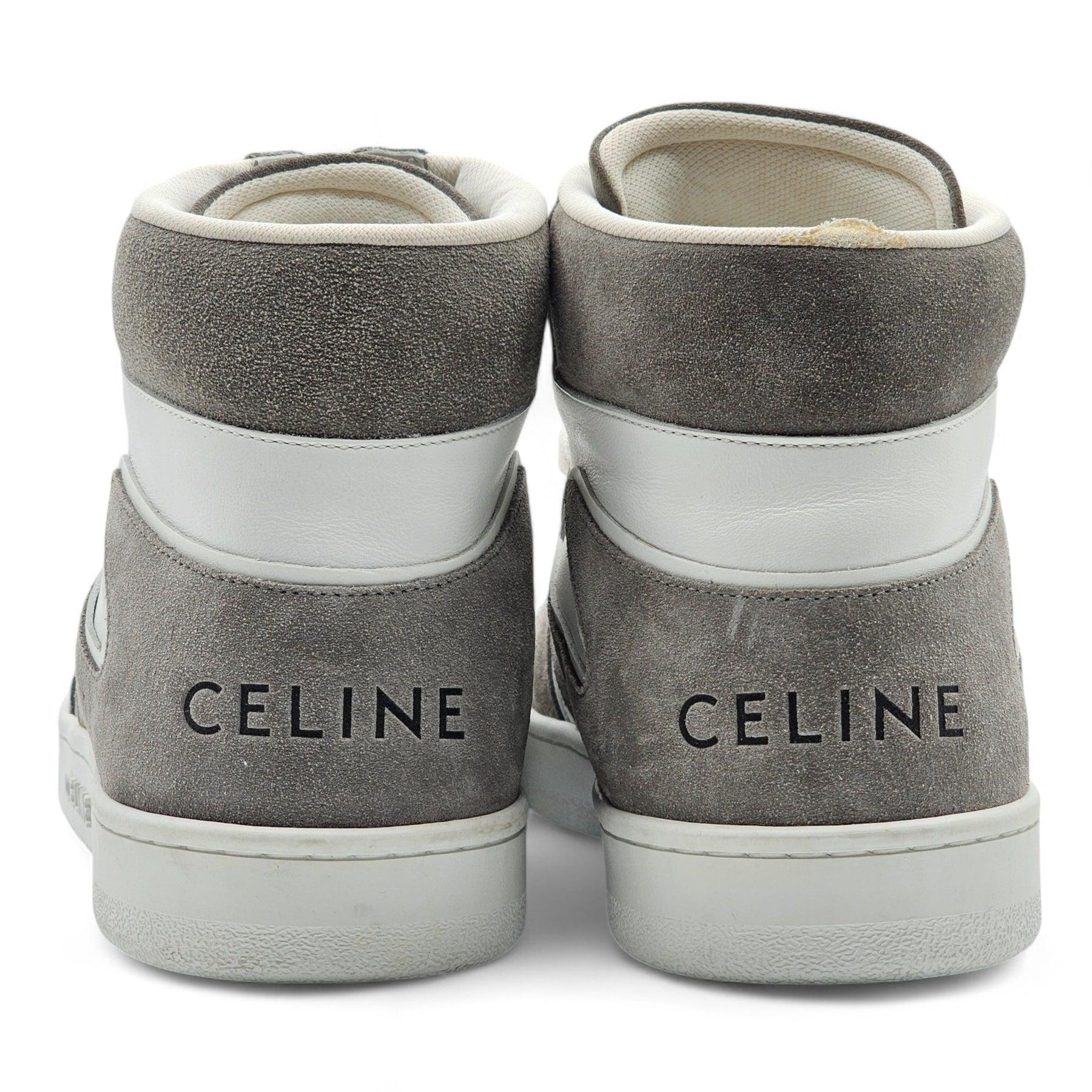 Celine CT-01 High Top Sneakers in White and Gray In Excellent Condition For Sale In Los Angeles, CA