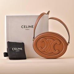 Céline Cuir Triomphe Tan Leather Oval Crossbody Bag