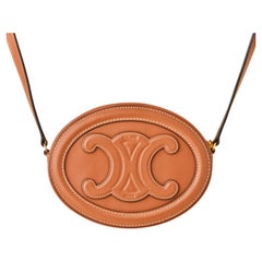 Borsa a tracolla ovale in pelle Céline Cuir Triomphe Tan