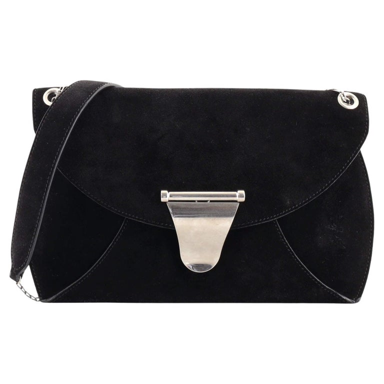 Celine Curved Flap Shoulder Bag Suede Medium For Sale at 1stDibs