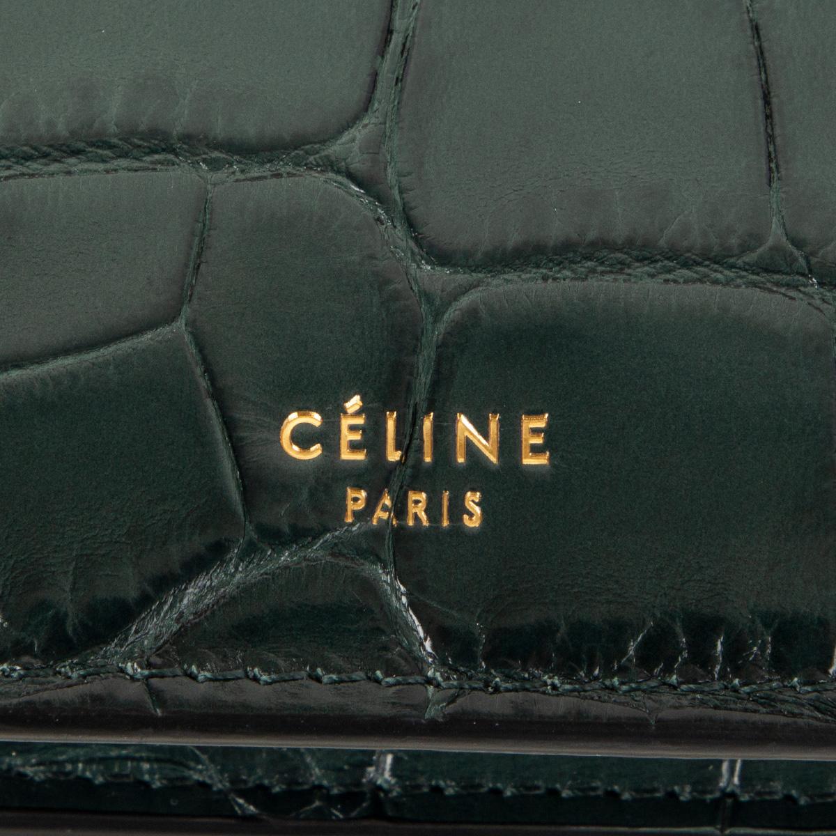 CELINE Cypress green CROCODILE MEDIUM CLASP Shoulder Bag For Sale 3