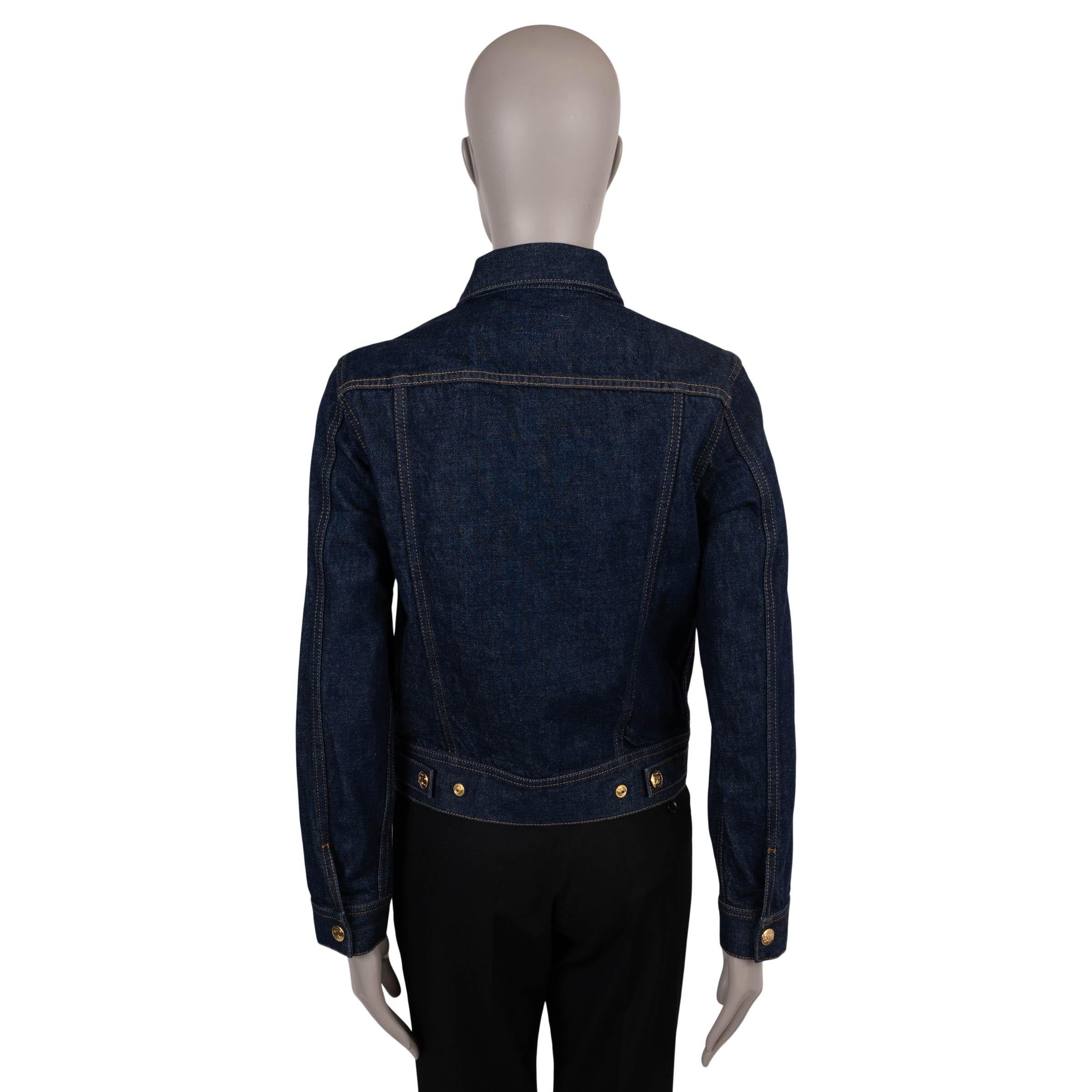 Black CELINE dark blue cotton RAW WASH TRUCKER DENIM Jacket M For Sale
