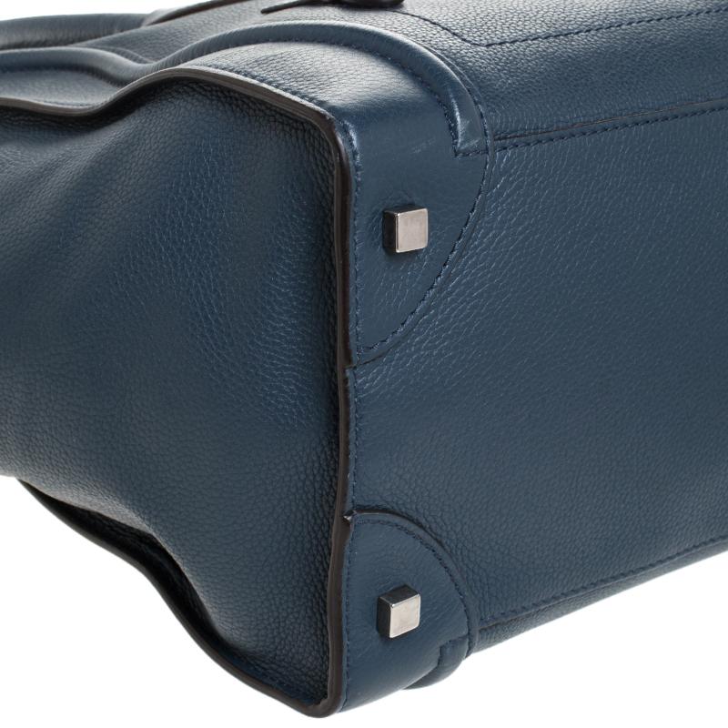 Celine Dark Blue Leather Mini Luggage Tote 5