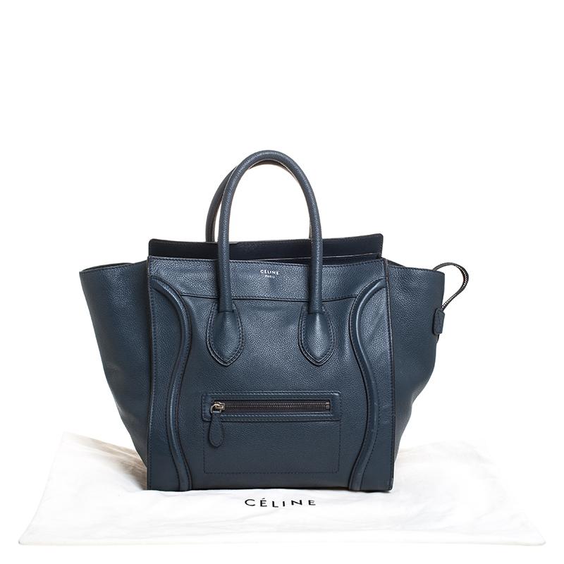 Celine Dark Blue Leather Mini Luggage Tote 7
