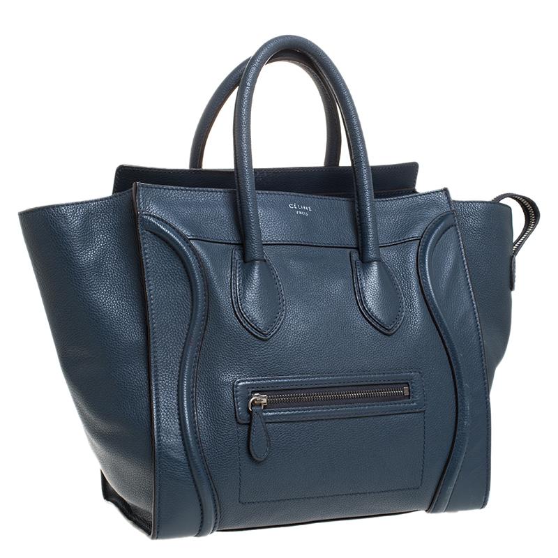 Women's Celine Dark Blue Leather Mini Luggage Tote