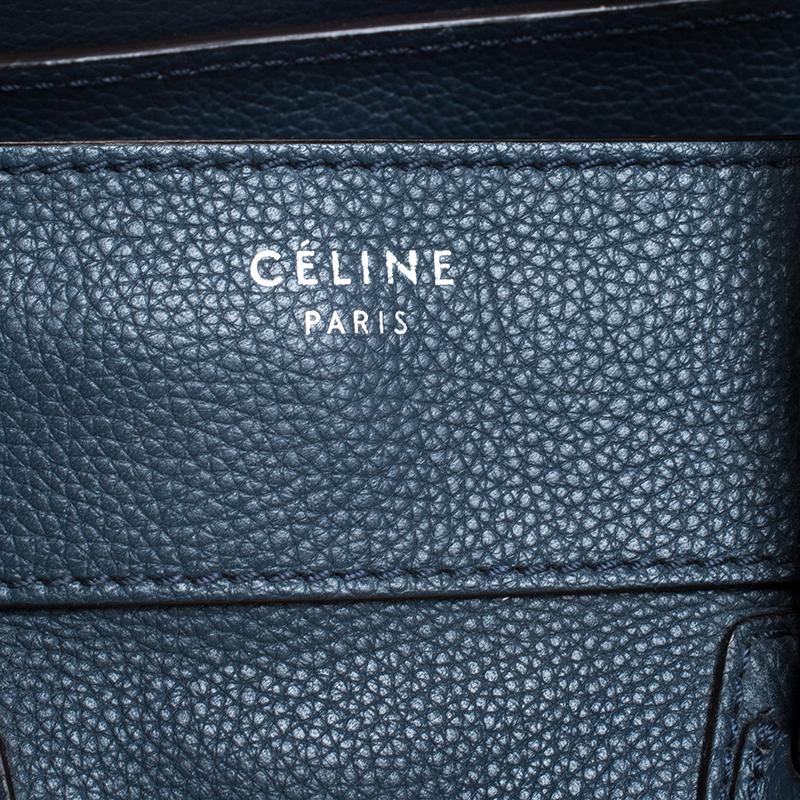 Celine Dark Blue Leather Mini Luggage Tote 1